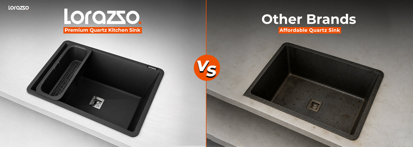 lorazzo quartz sink, best quartz sink, modern quartz sink, black quartz sink, quartz sink with drainboard
