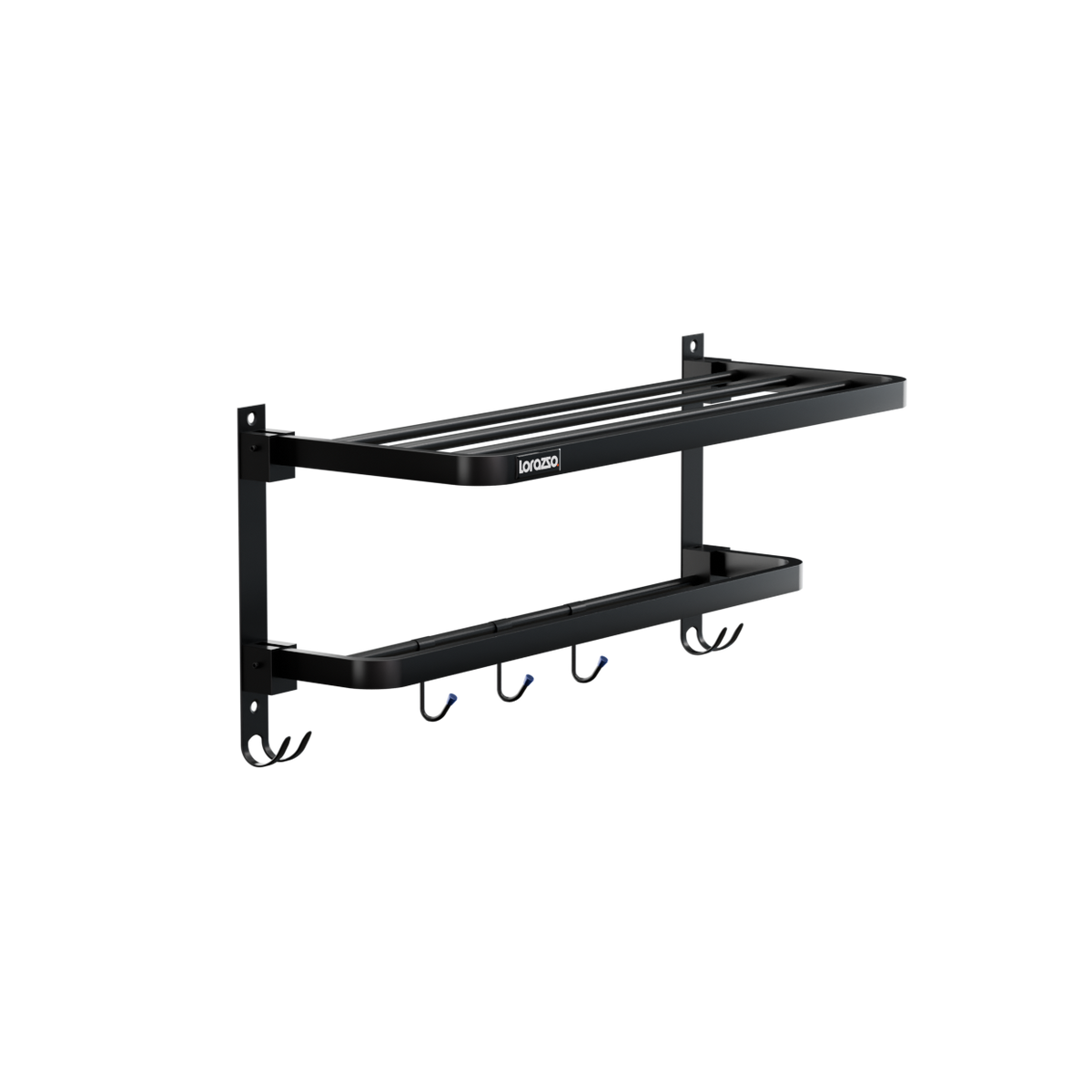 Folding Towel Rack – 24 Inch | Black Matte Finish – Lorazzo