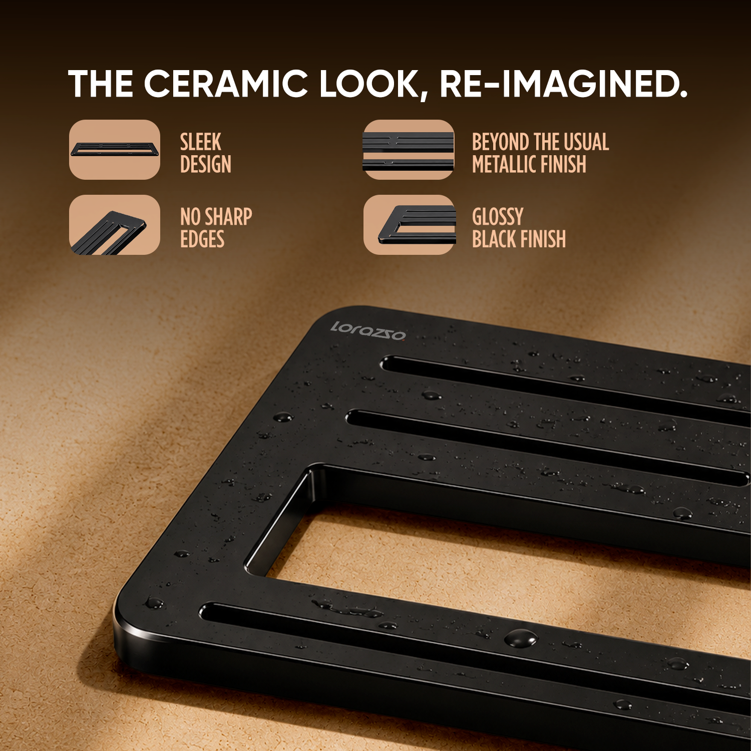 StoneTouch Towel Shelf - Black - Faux Ceramic