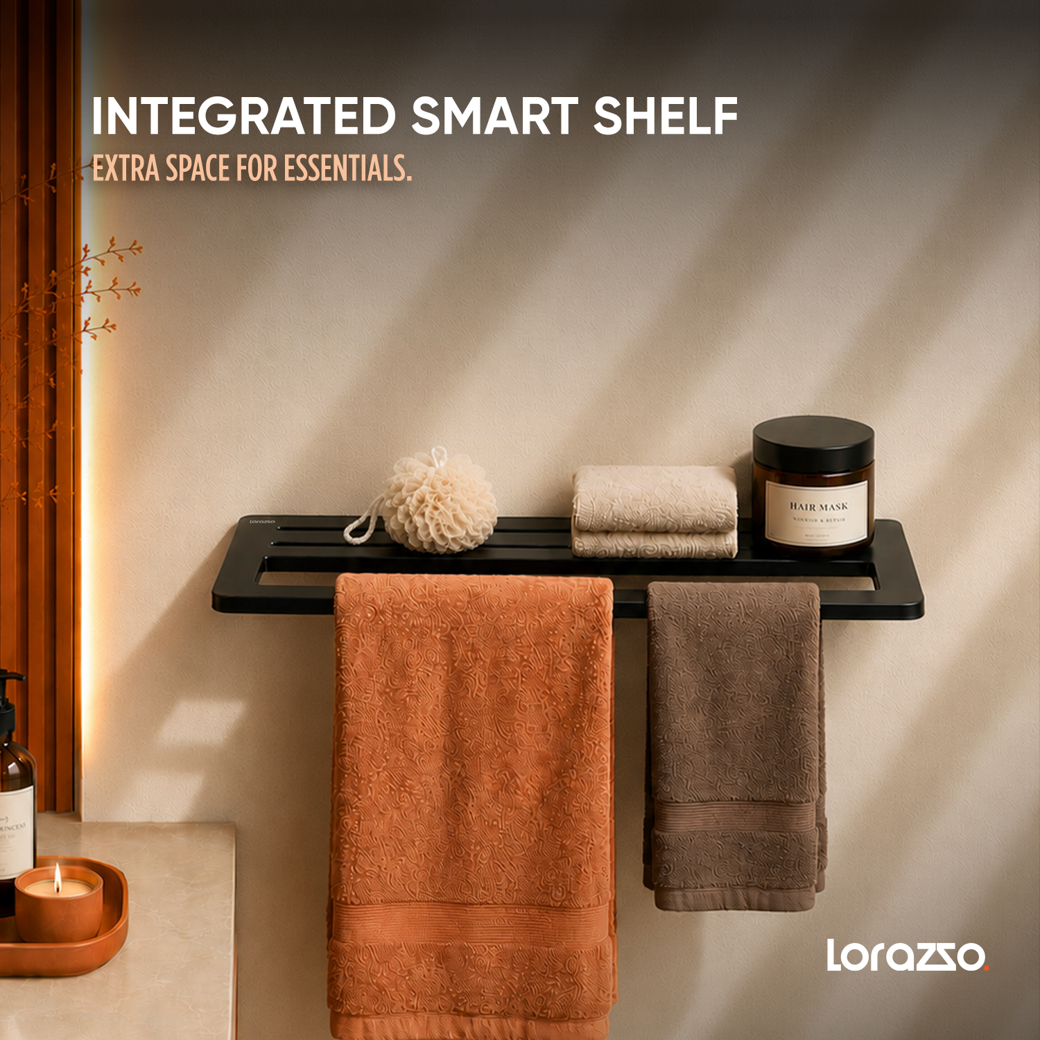 StoneTouch Towel Shelf - Black - Faux Ceramic