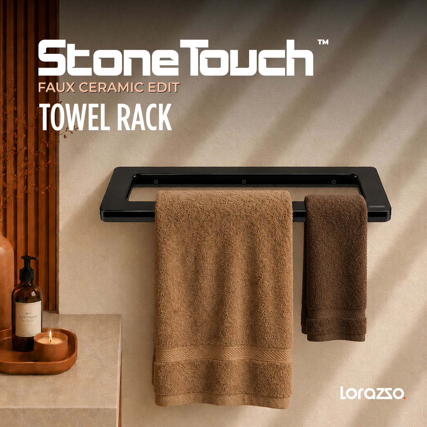 StoneTouch Towel Rack - Black - Faux Ceramic