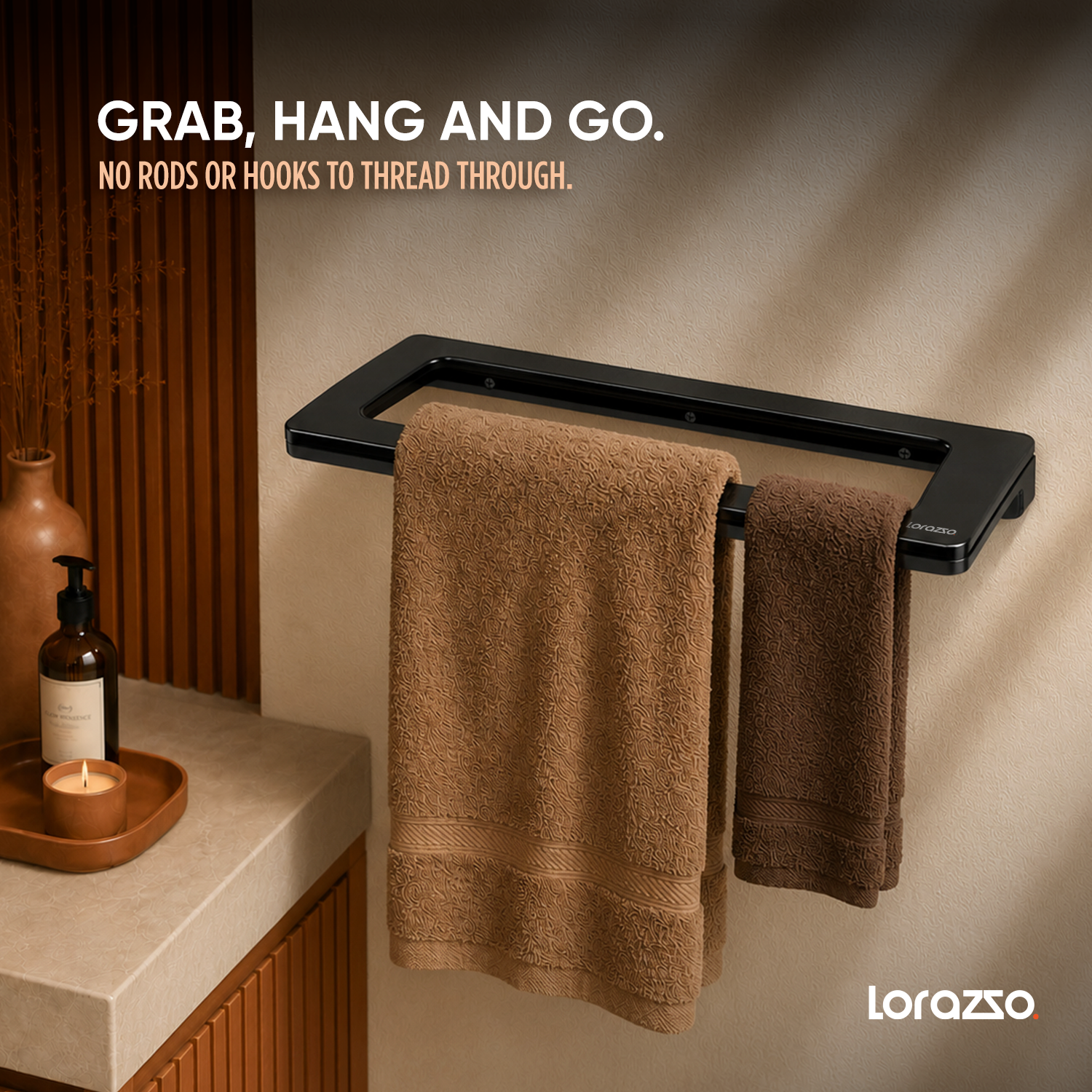 StoneTouch Towel Rack - Black - Faux Ceramic