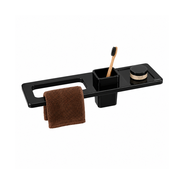 StoneTouch Wash Basin Organiser – Black - Faux Ceramic hover