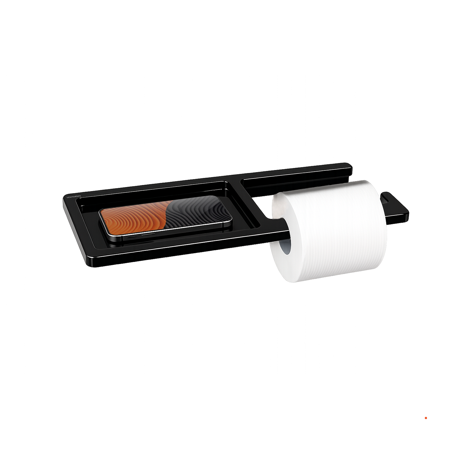 StoneTouch Toilet Paper & Phone Holder - Black - Faux Ceramic