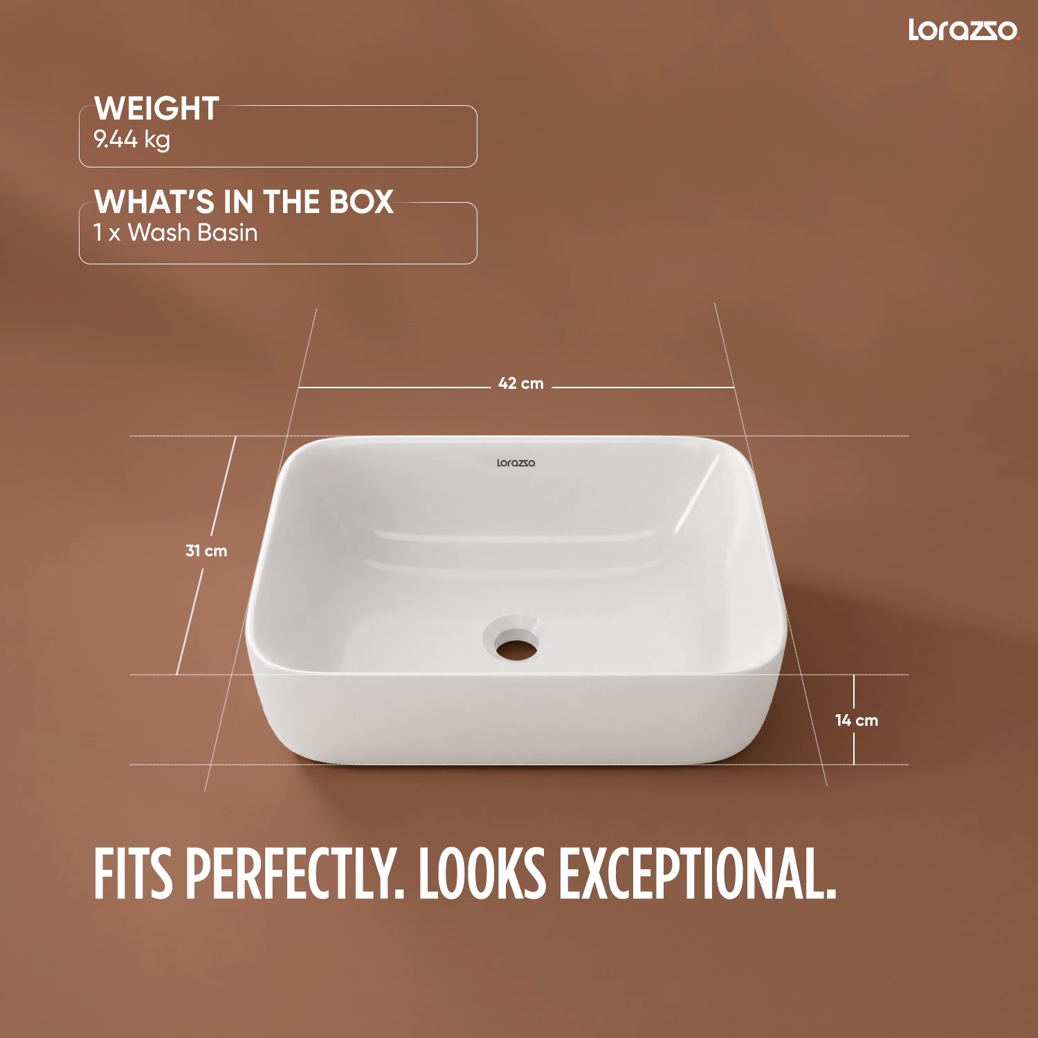 Nova Table Top Wash Basin (420 × 310 × 140 mm)