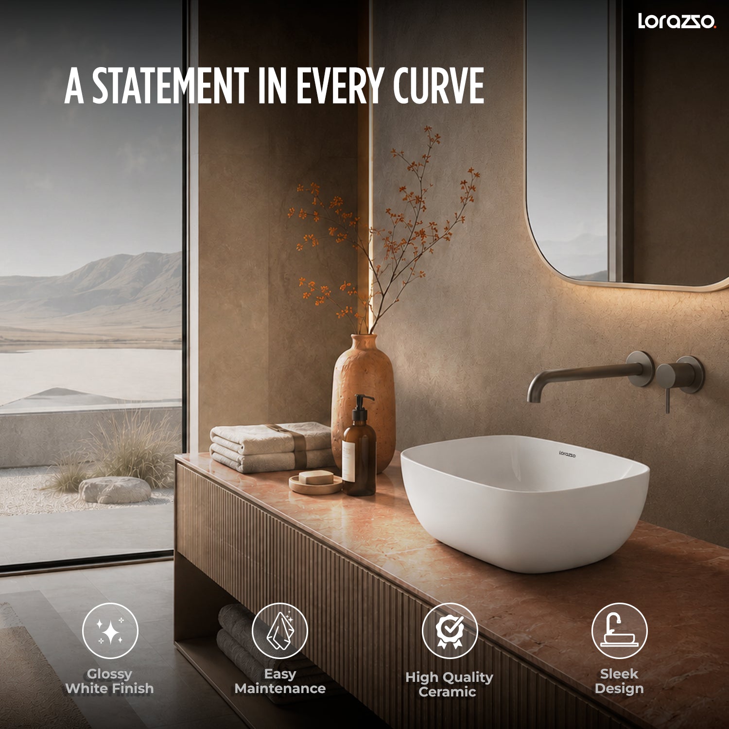 Aura Table Top Wash Basin ( 360 × 260 × 115 mm)
