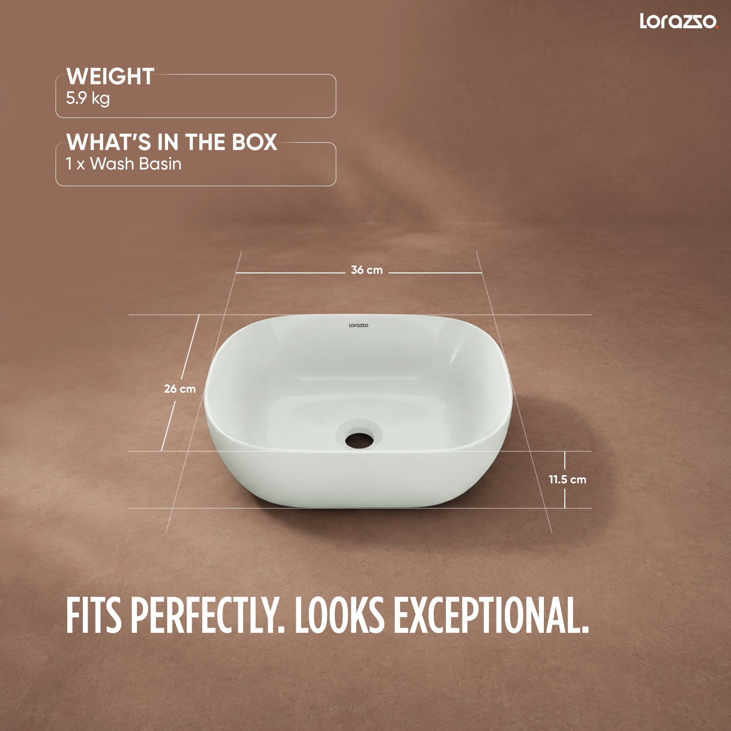 Aura Table Top Wash Basin ( 360 × 260 × 115 mm)