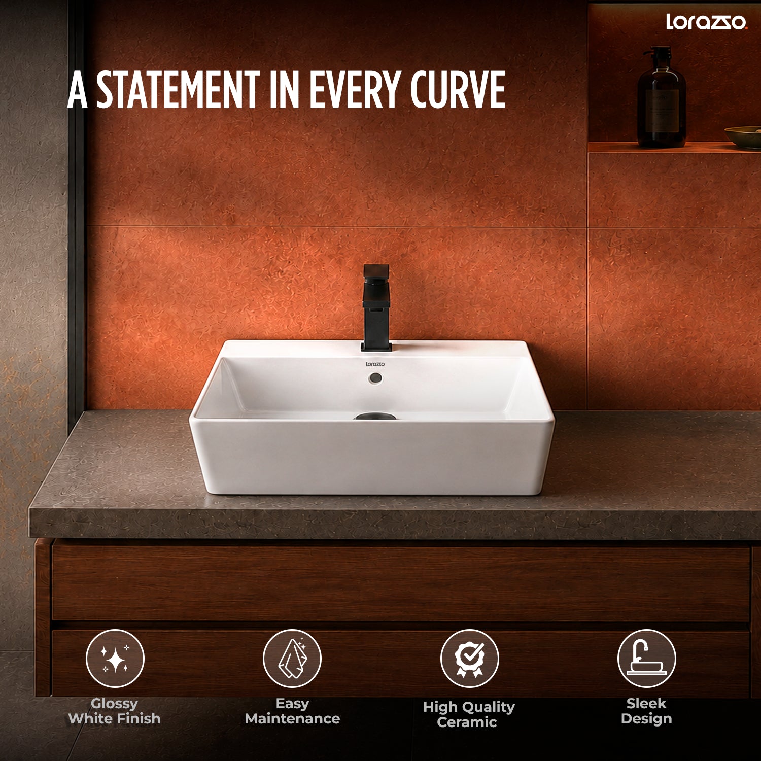 Edge Table Top Wash Basin (605 × 420 × 150 mm)
