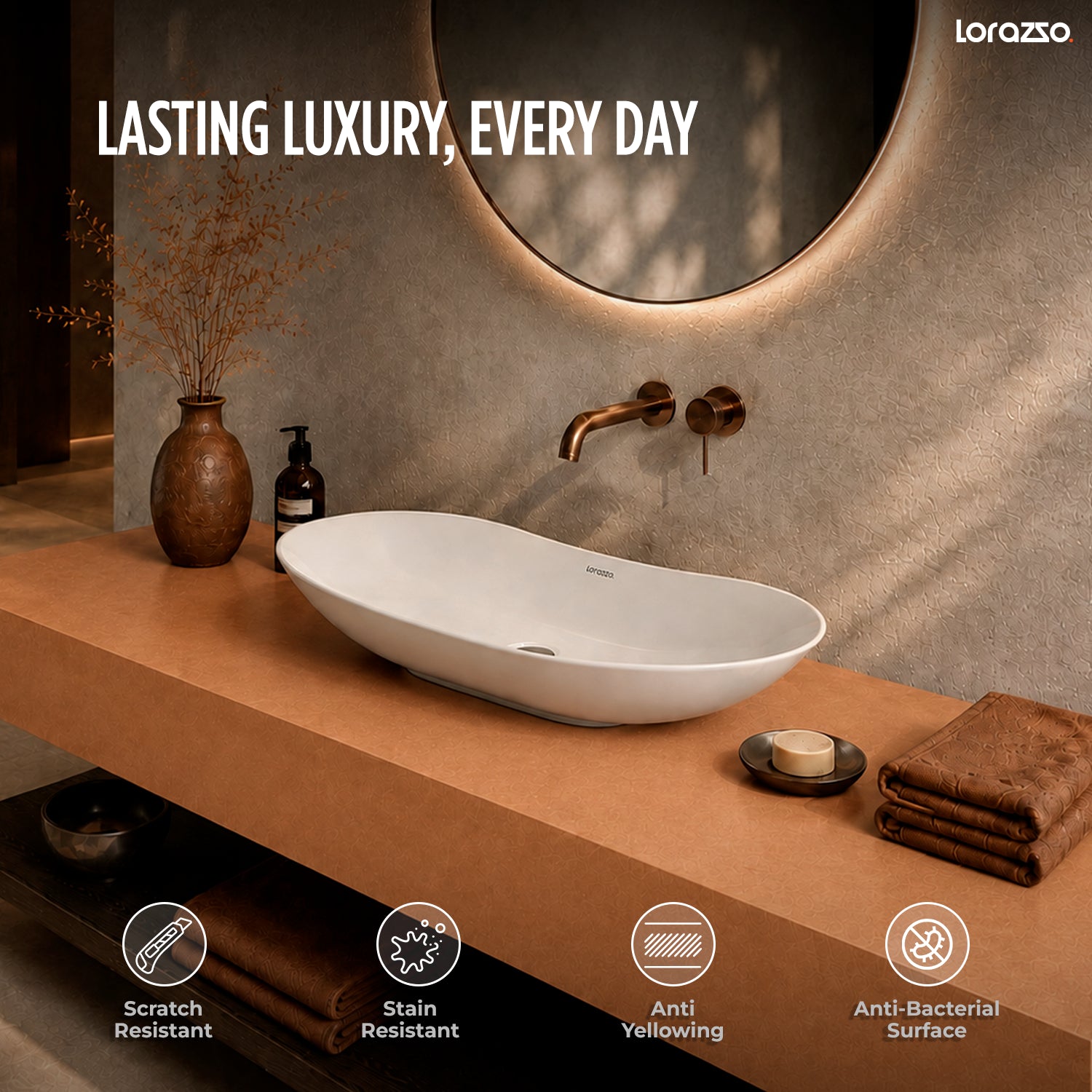 Luna Table Top Wash Basin (650 × 350 × 110 mm)