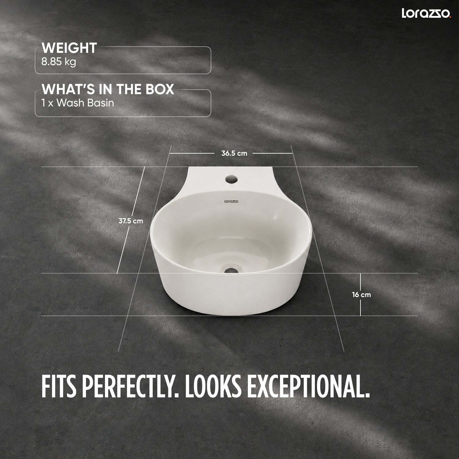 Halo Wall Mount Wash Basin (365 × 375 × 160 mm)