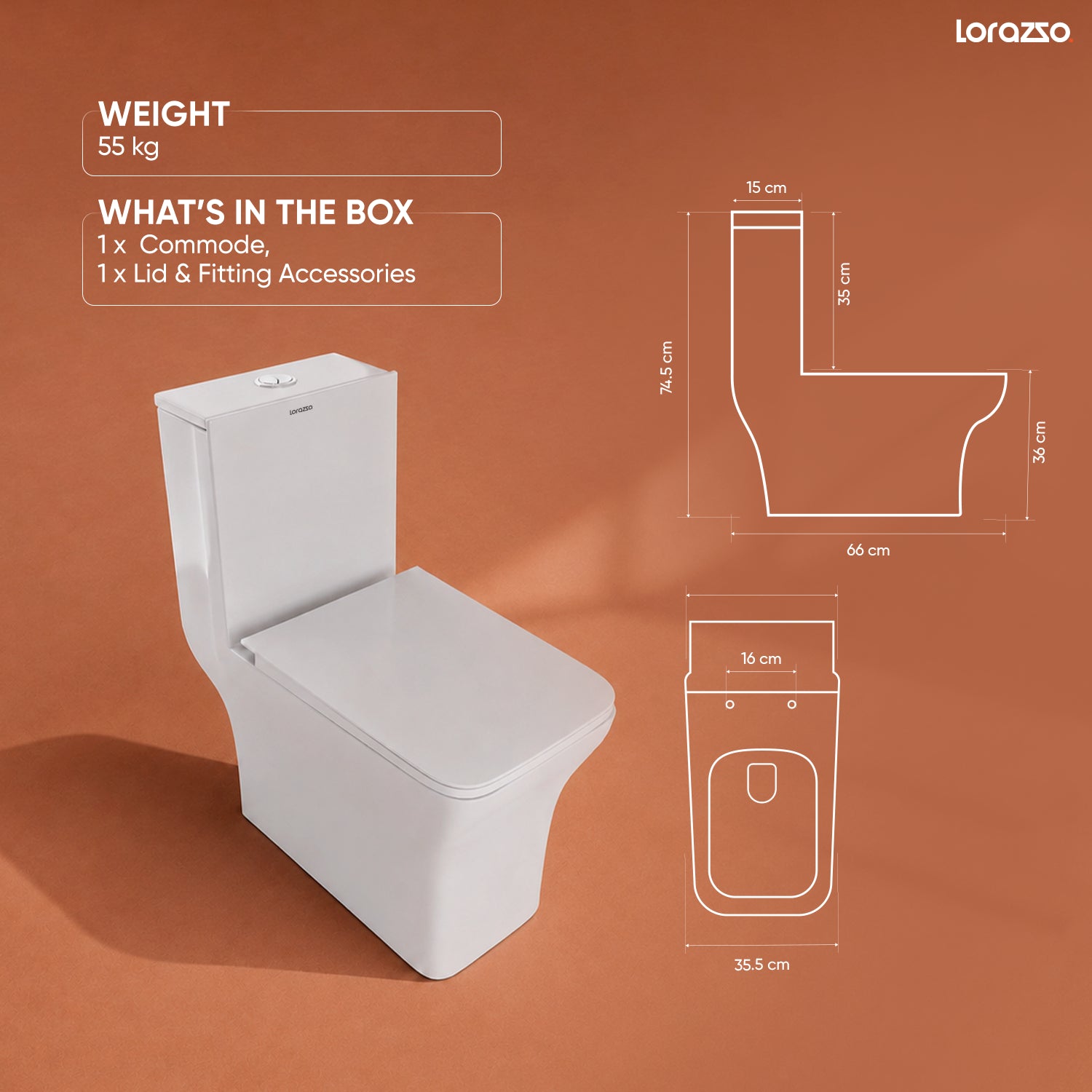 Khaleesi One-Piece Commode (660 × 355 × 745mm)