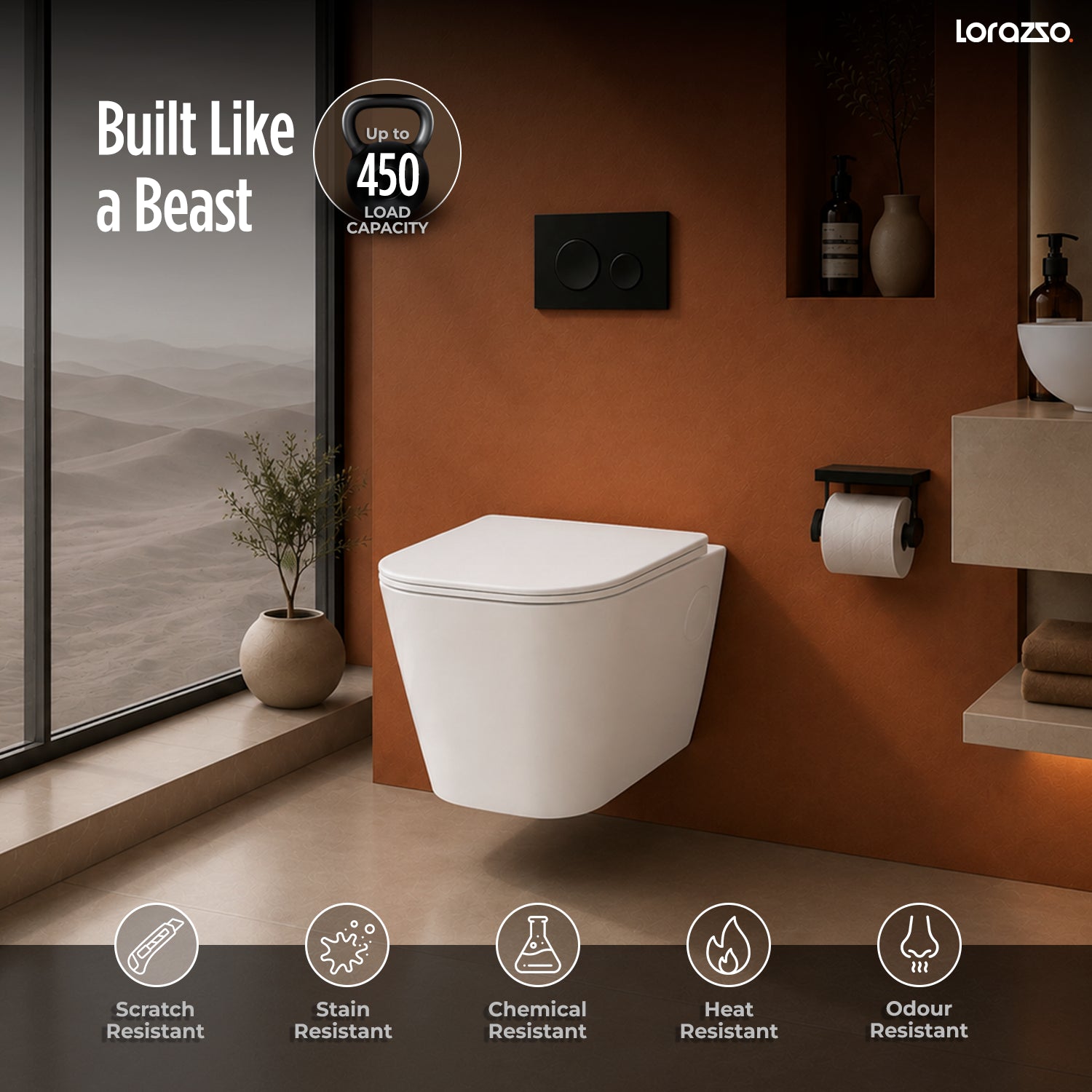 Lannister Wall Hung Commode (535 × 350 × 370 mm)