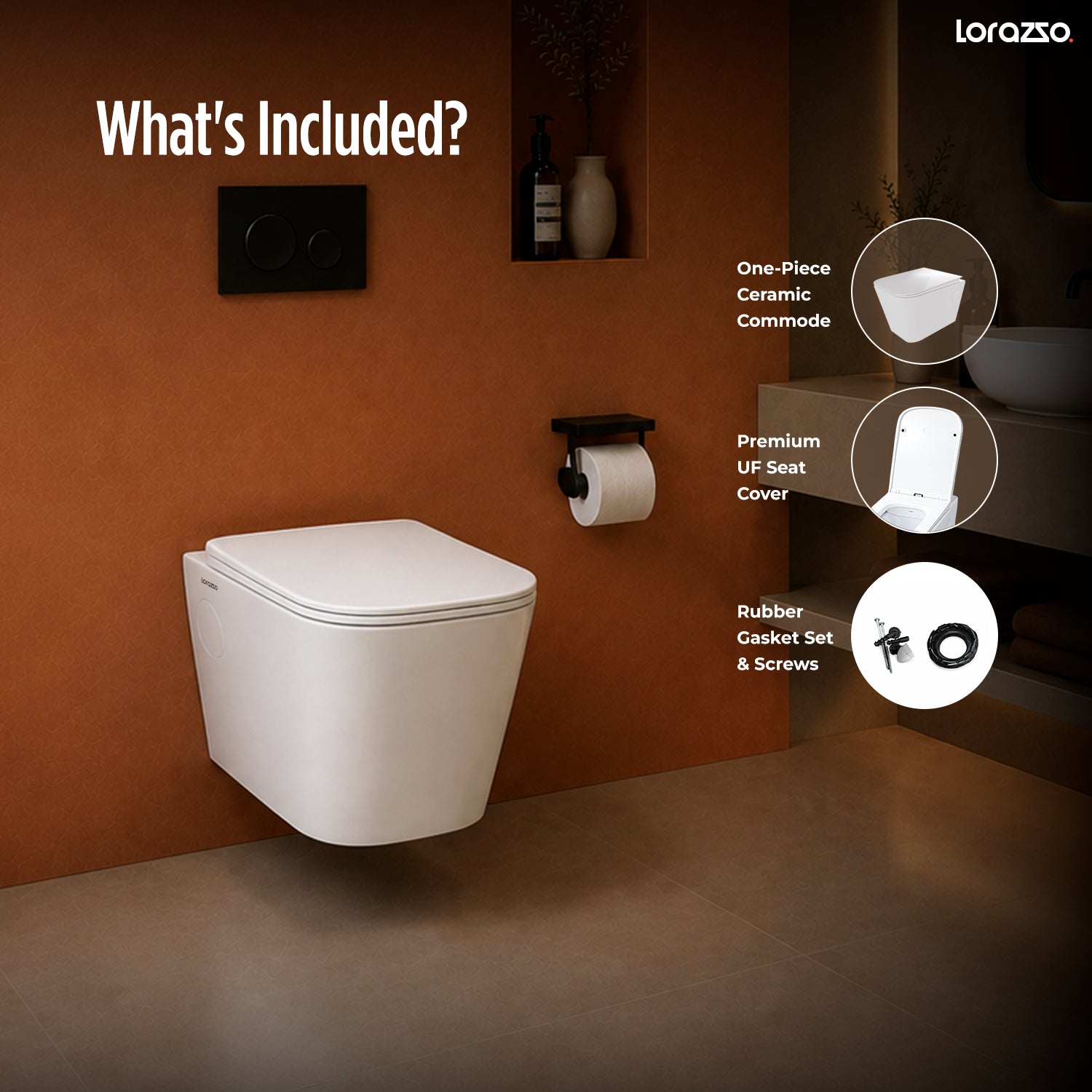 Lannister Wall Hung Commode (535 × 350 × 370 mm)