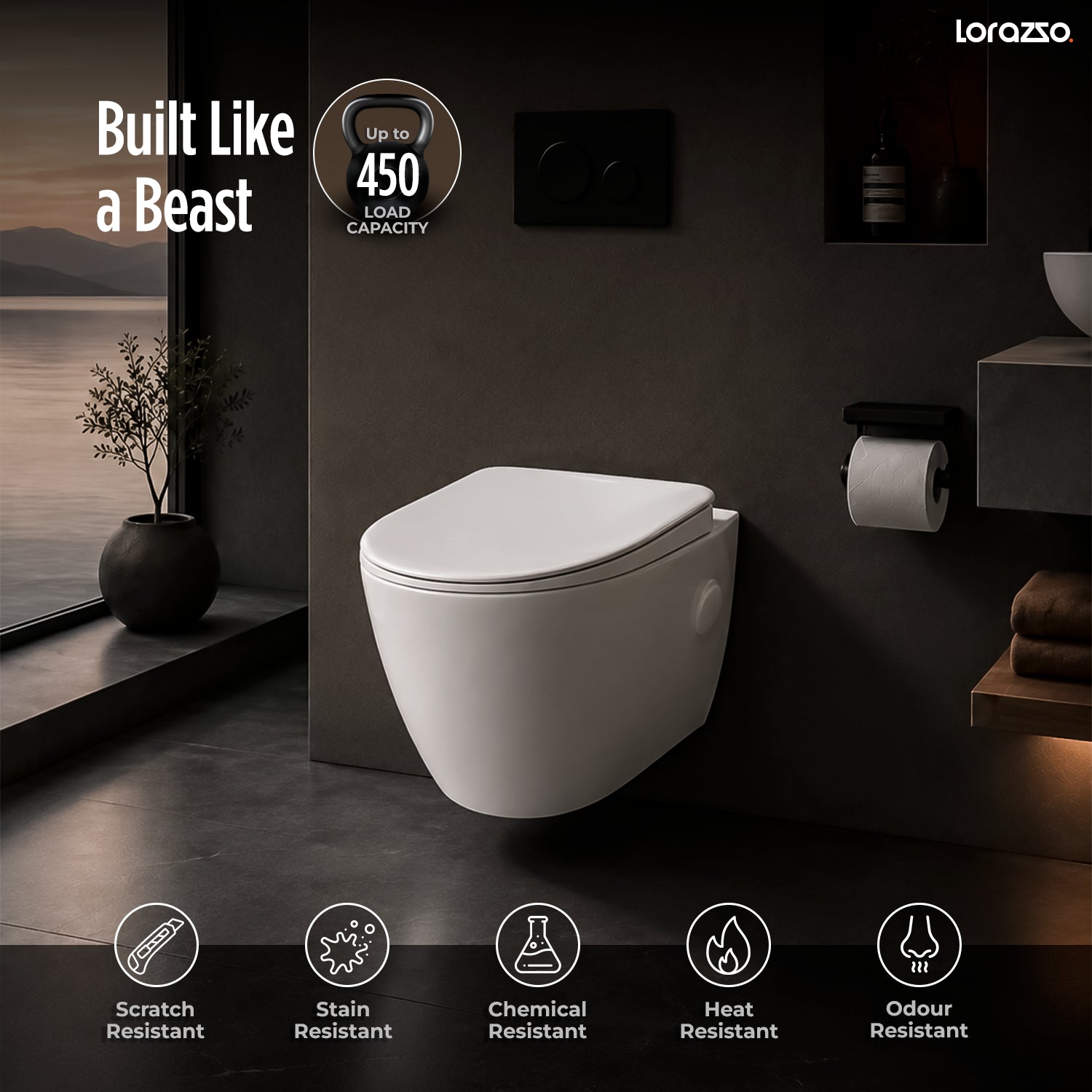 Starks Wall Hung Commode (545 × 385 × 340 mm)