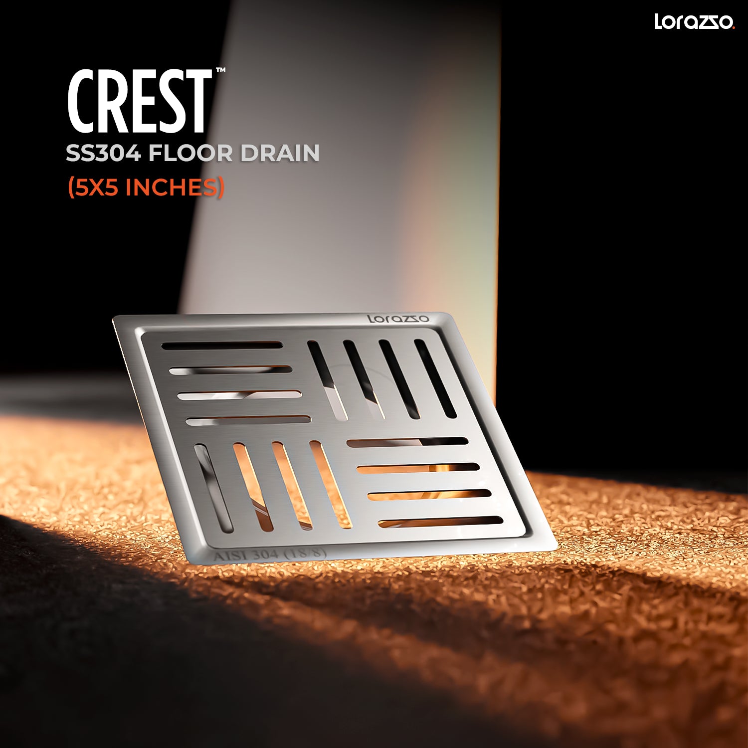 Crest™ SS304 Floor Drain (5 x 5 Inch)