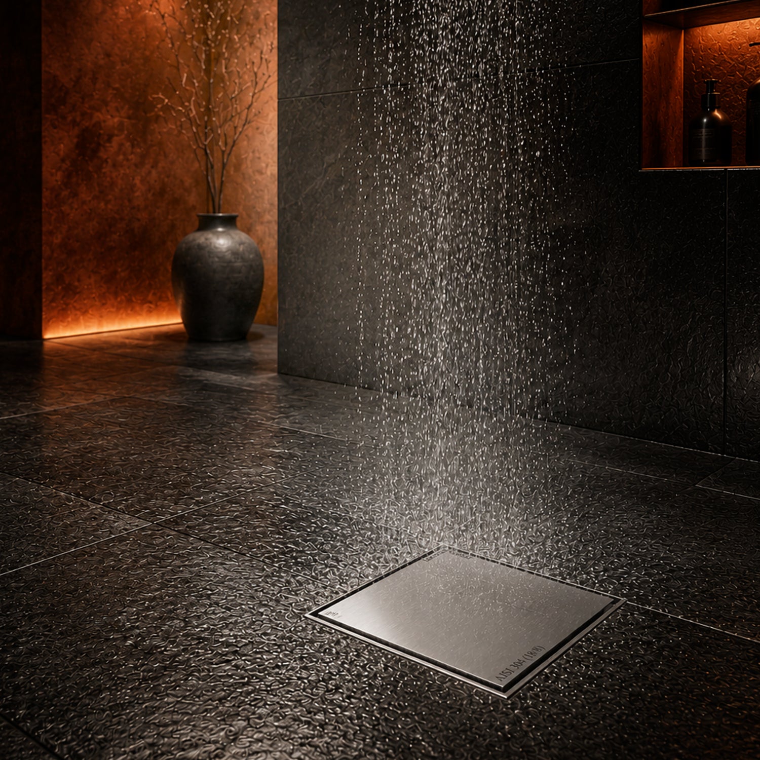 Linea™ Tile-Insert Shower Drain Channel (5X5 inches) with Built-in Cockroach Trap
