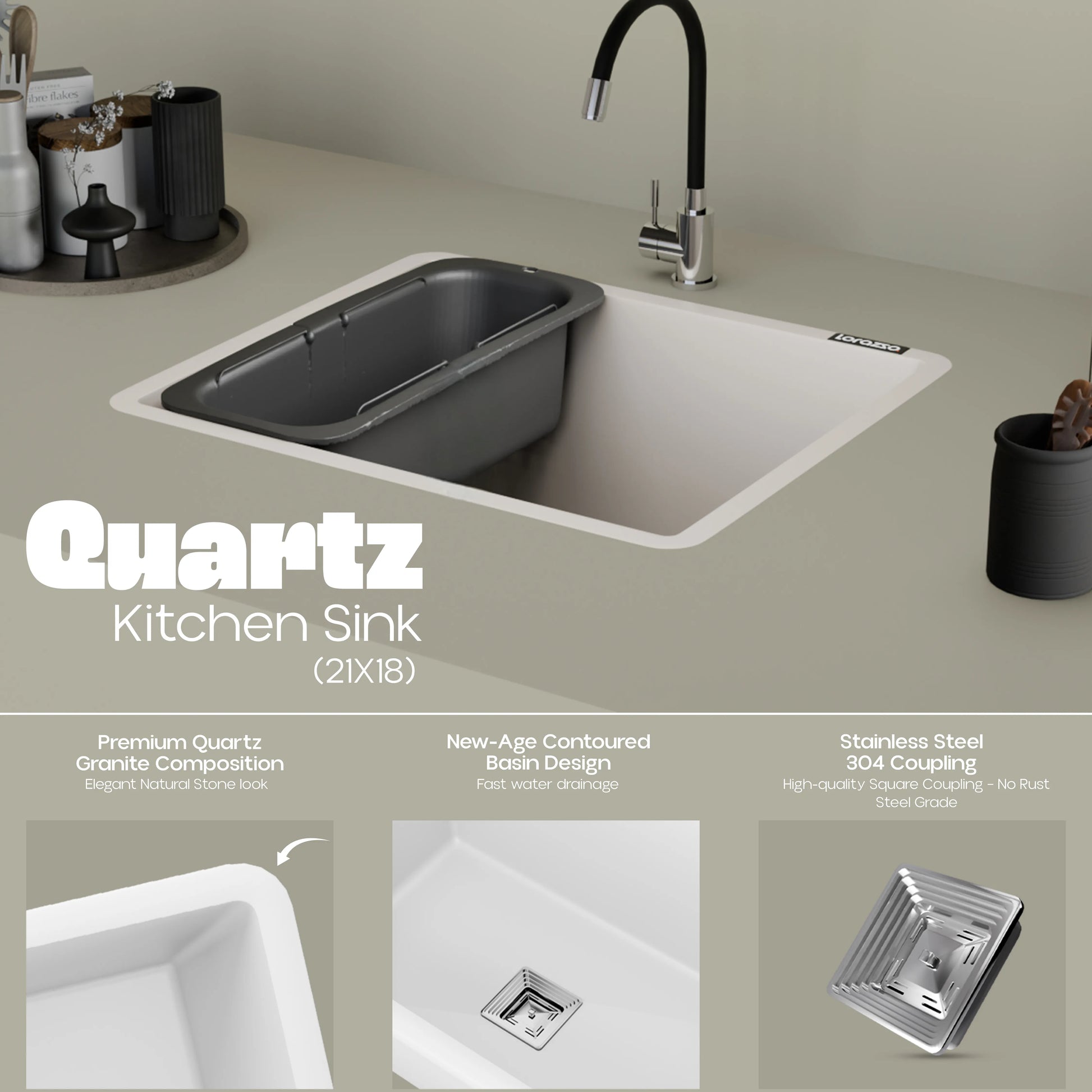 Quartz Kitchen Sink -  21X18 inches