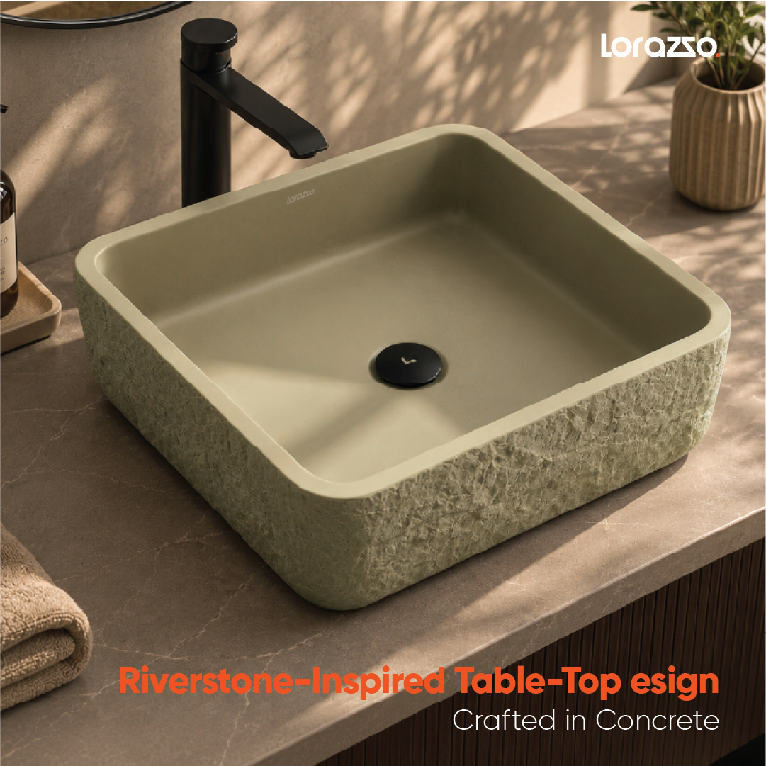 Riverstone Concrete Table Top Wash Basin (420x420x120 mm)