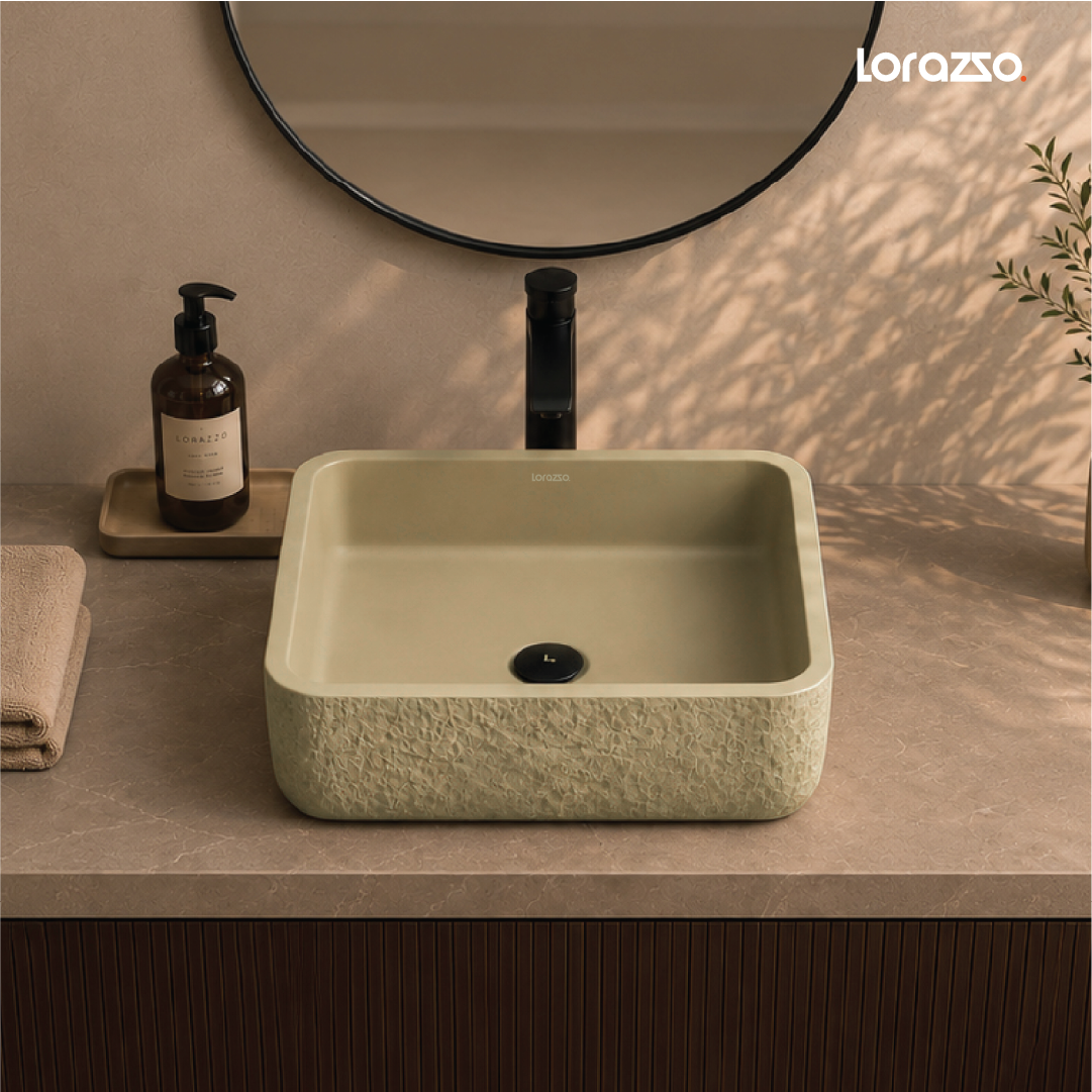 Riverstone Concrete Table Top Wash Basin (420x420x120 mm)