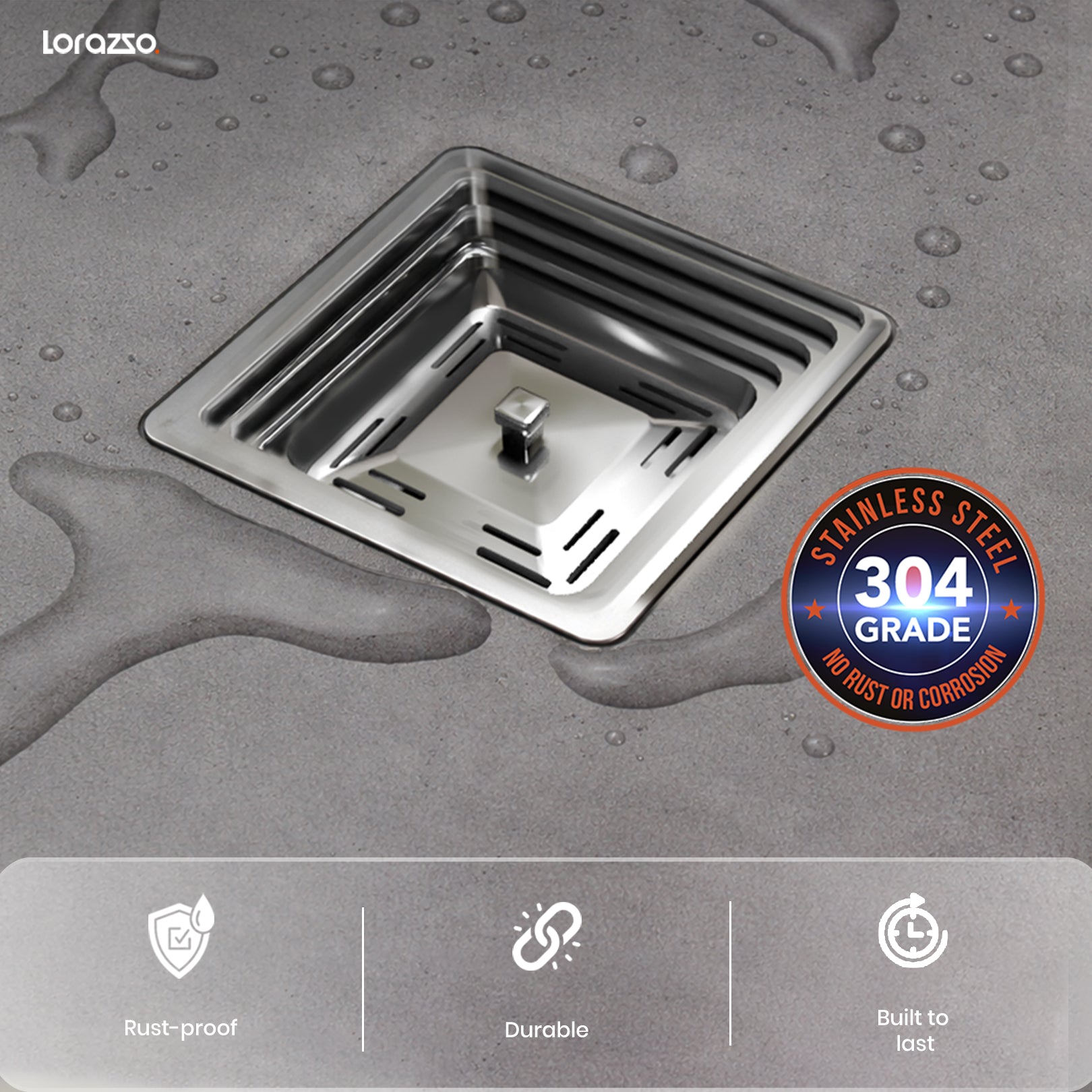 SS 304 Square Sink Coupling (4.2 × 4.2 Inches) – Silver