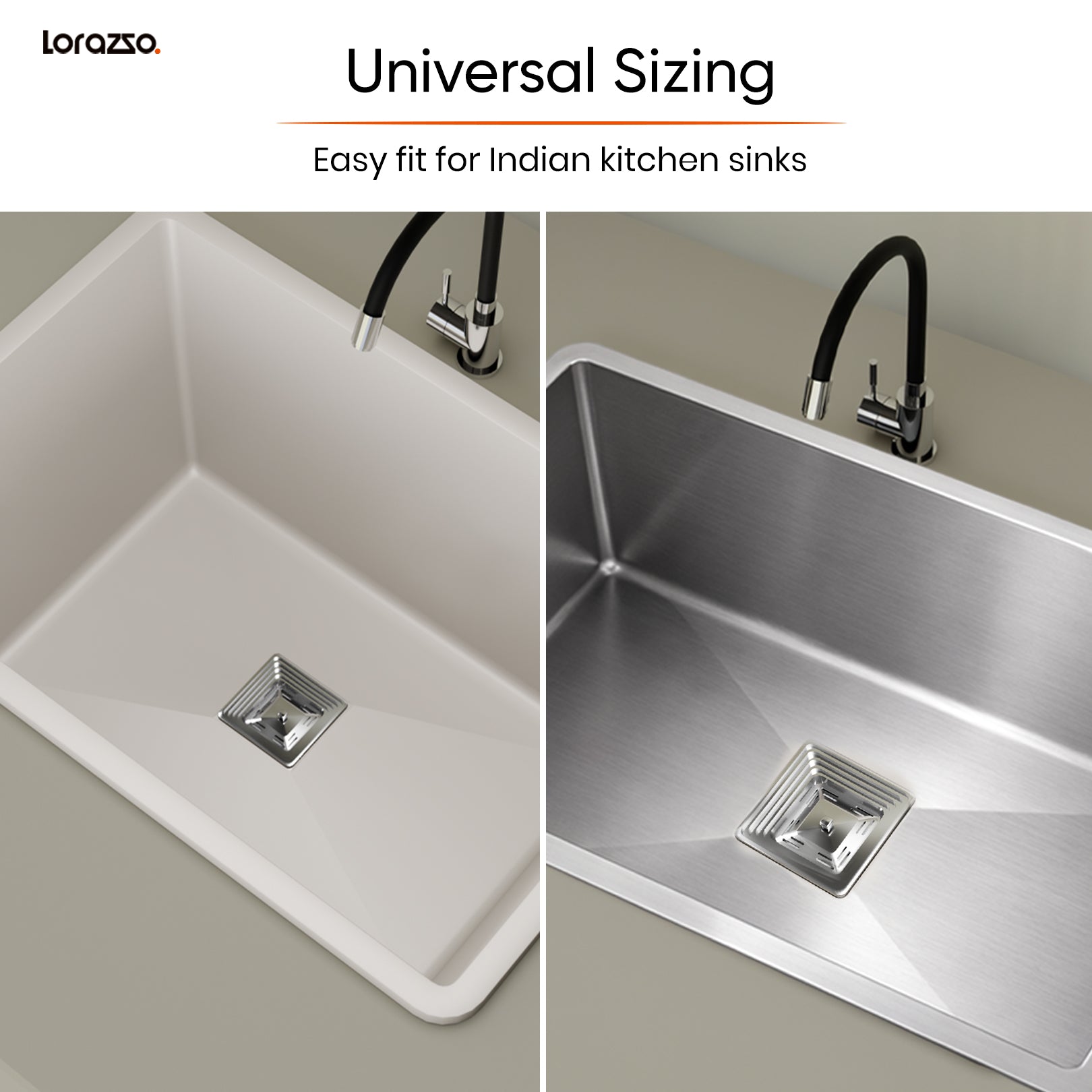 SS 304 Square Sink Coupling (4.2 × 4.2 Inches) – Silver