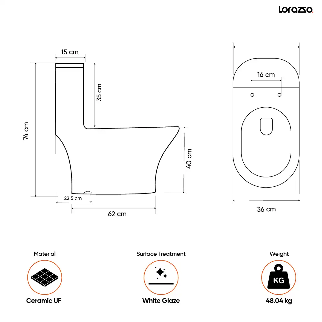 UNO™ One-Piece Commode (62 x 35 x 74cm)