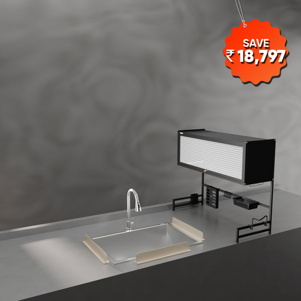 Kitchen Wash Area Combo Set – Sink, Faucet, Rack & Splash Guards