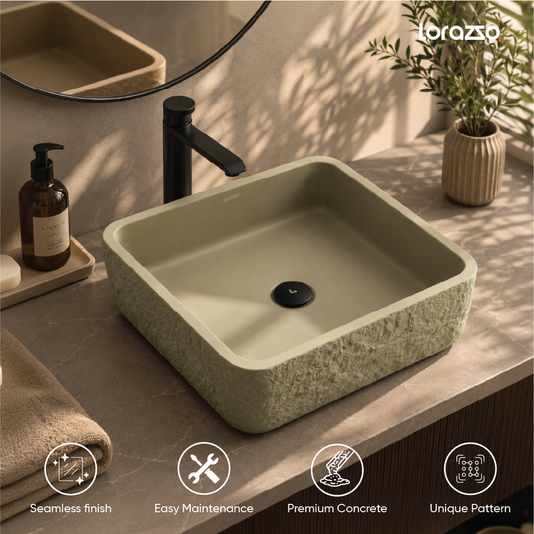 Riverstone Concrete Table Top Wash Basin (420x420x120 mm)