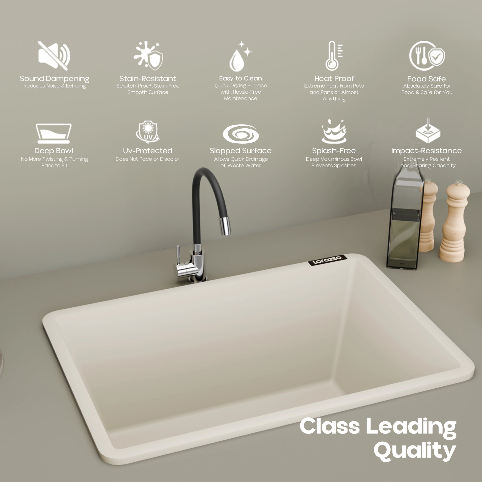 Quartz Kitchen Sink - 24X18 inches