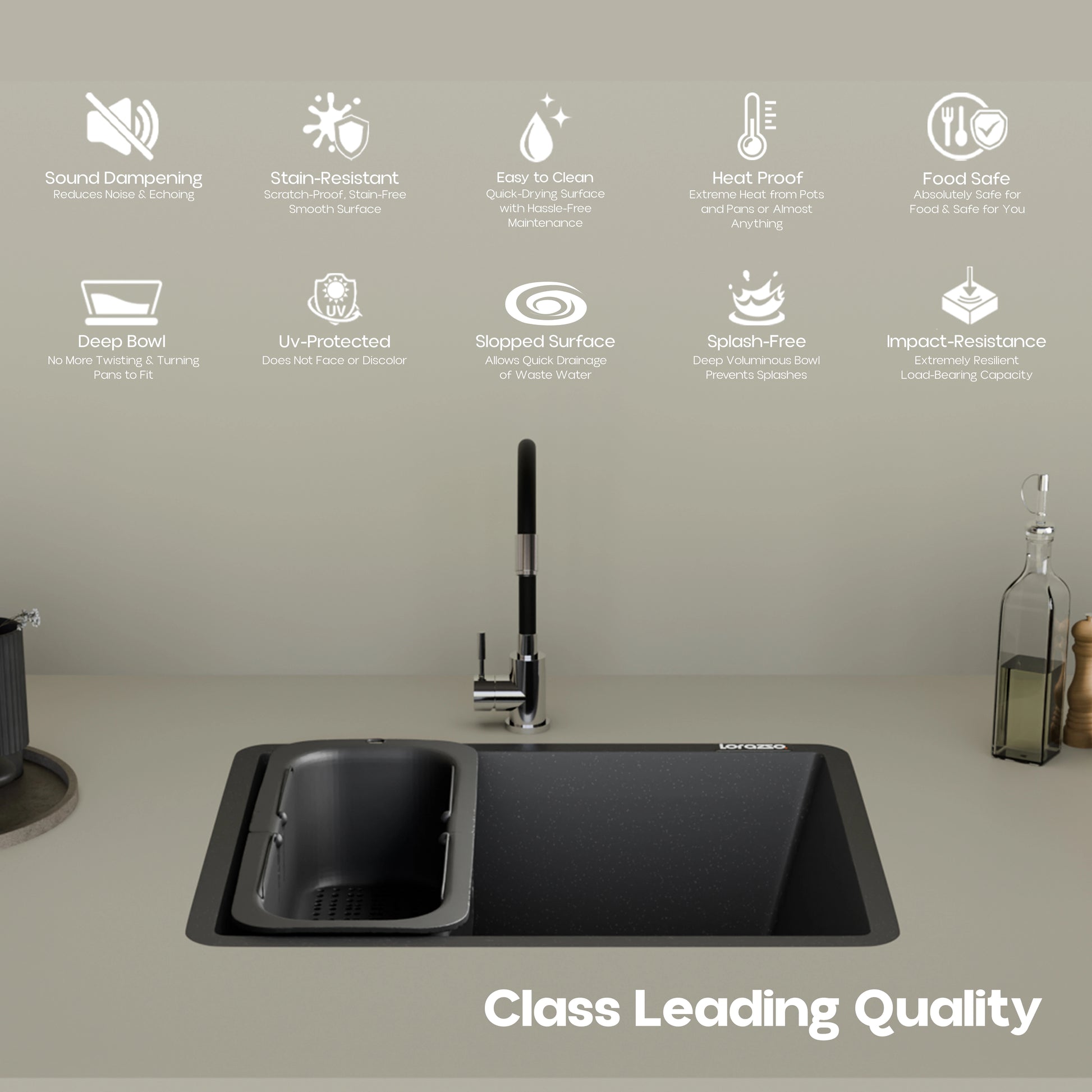 Quartz Kitchen Sink -  21X18 inches