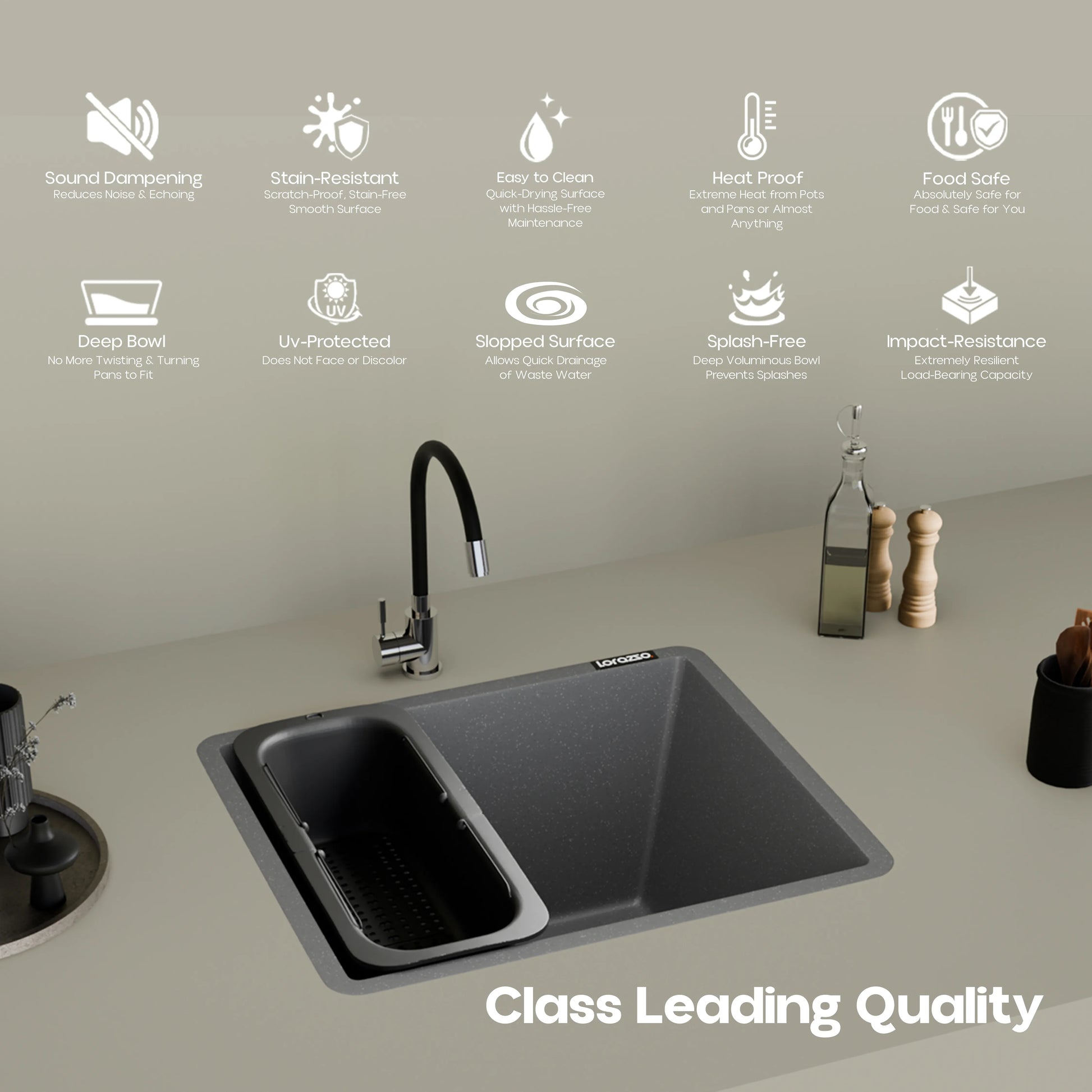 Quartz Kitchen Sink -  21X18 inches