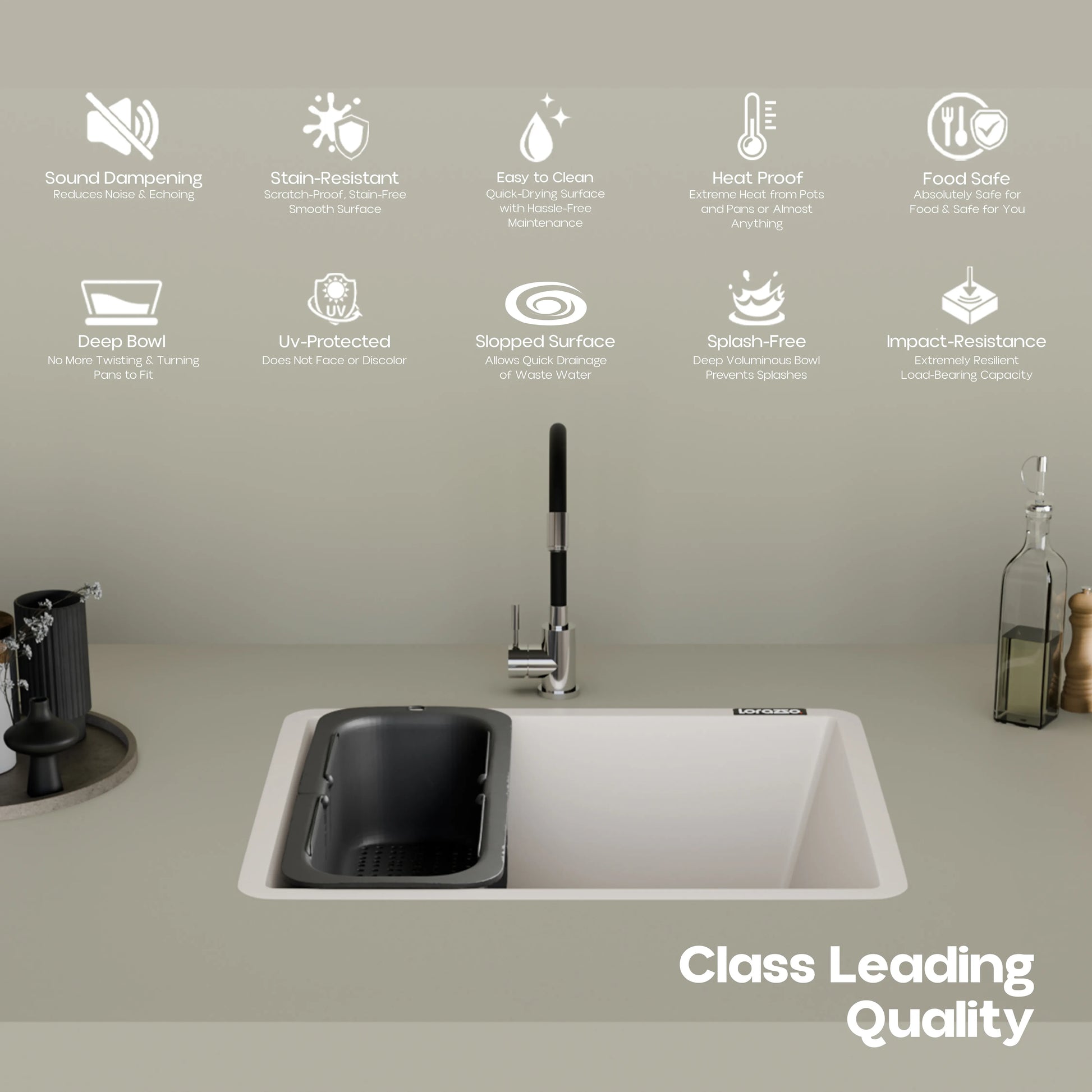 Quartz Kitchen Sink -  21X18 inches