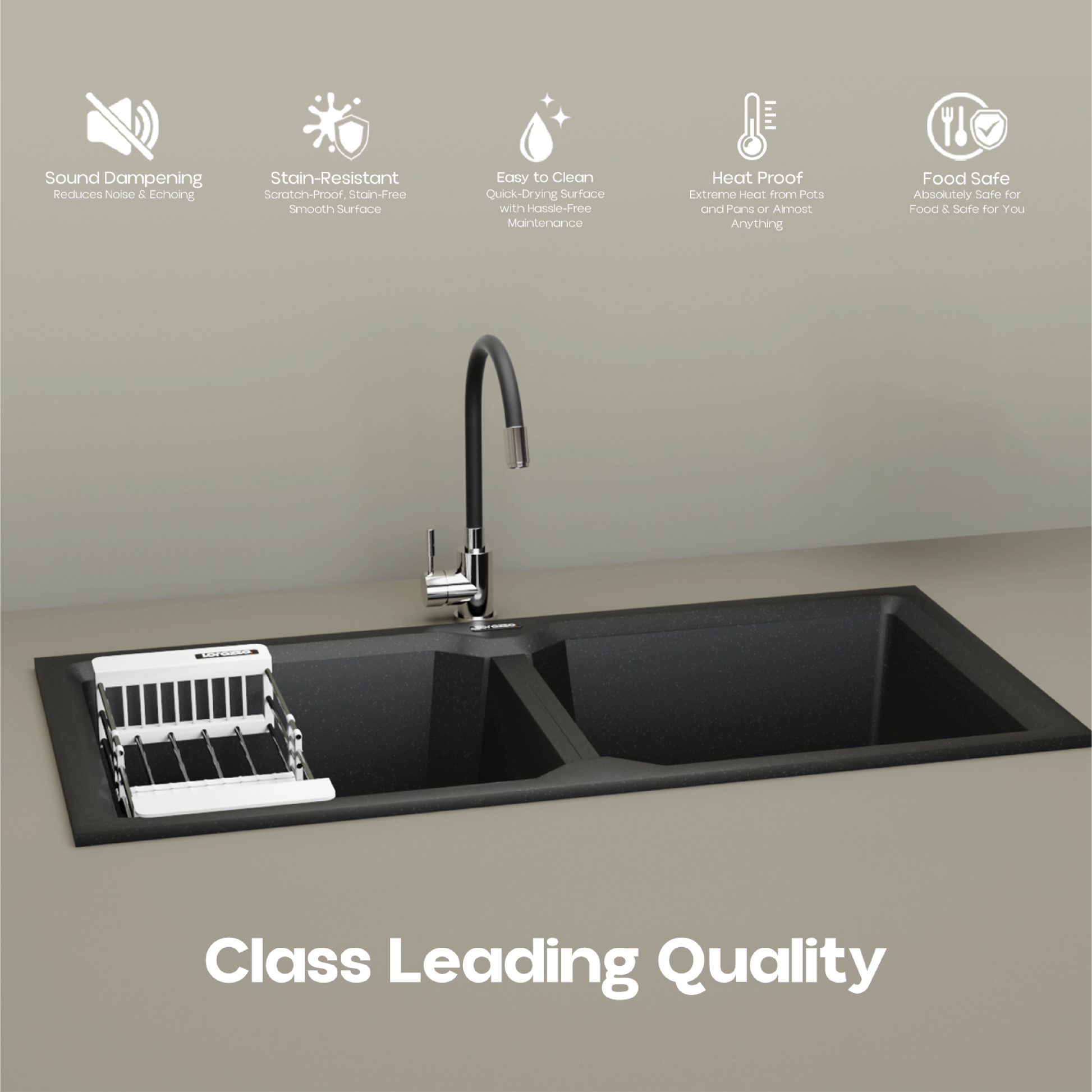 Quartz Double Bowl Kitchen Sink - 37X18 inches