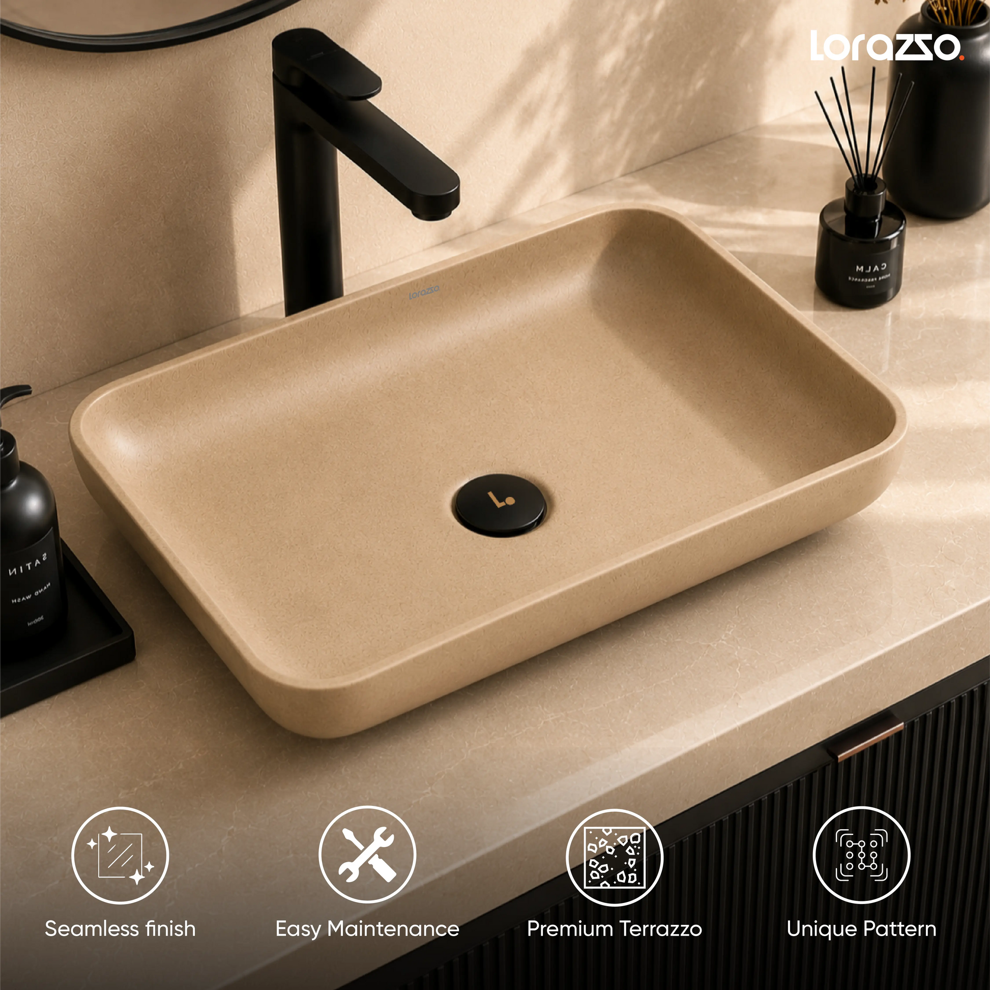 Concrete Fossil Table Top Wash Basin (565x370x113 mm)