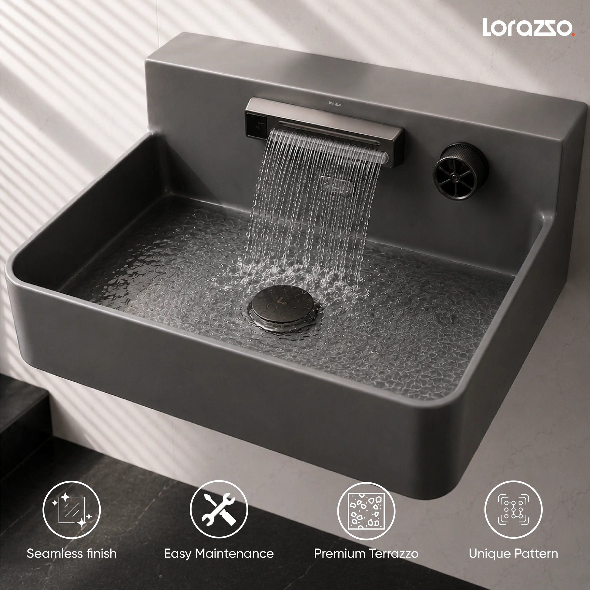 Integrated Wall Mount Smart Wash Basin (600x490x240 mm)