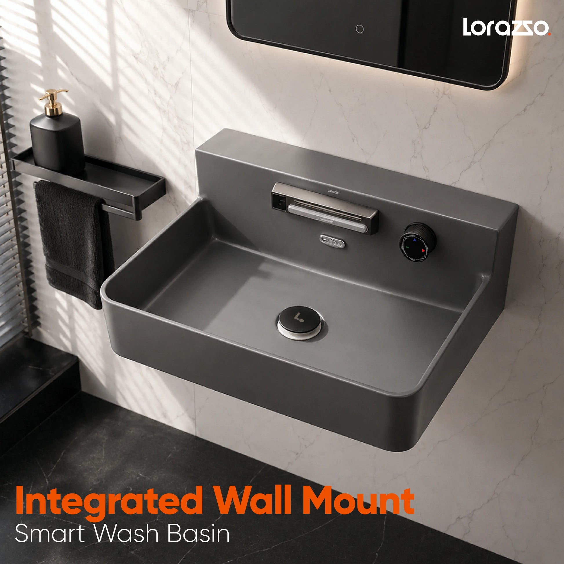 Integrated Wall Mount Smart Wash Basin (600x490x240 mm)