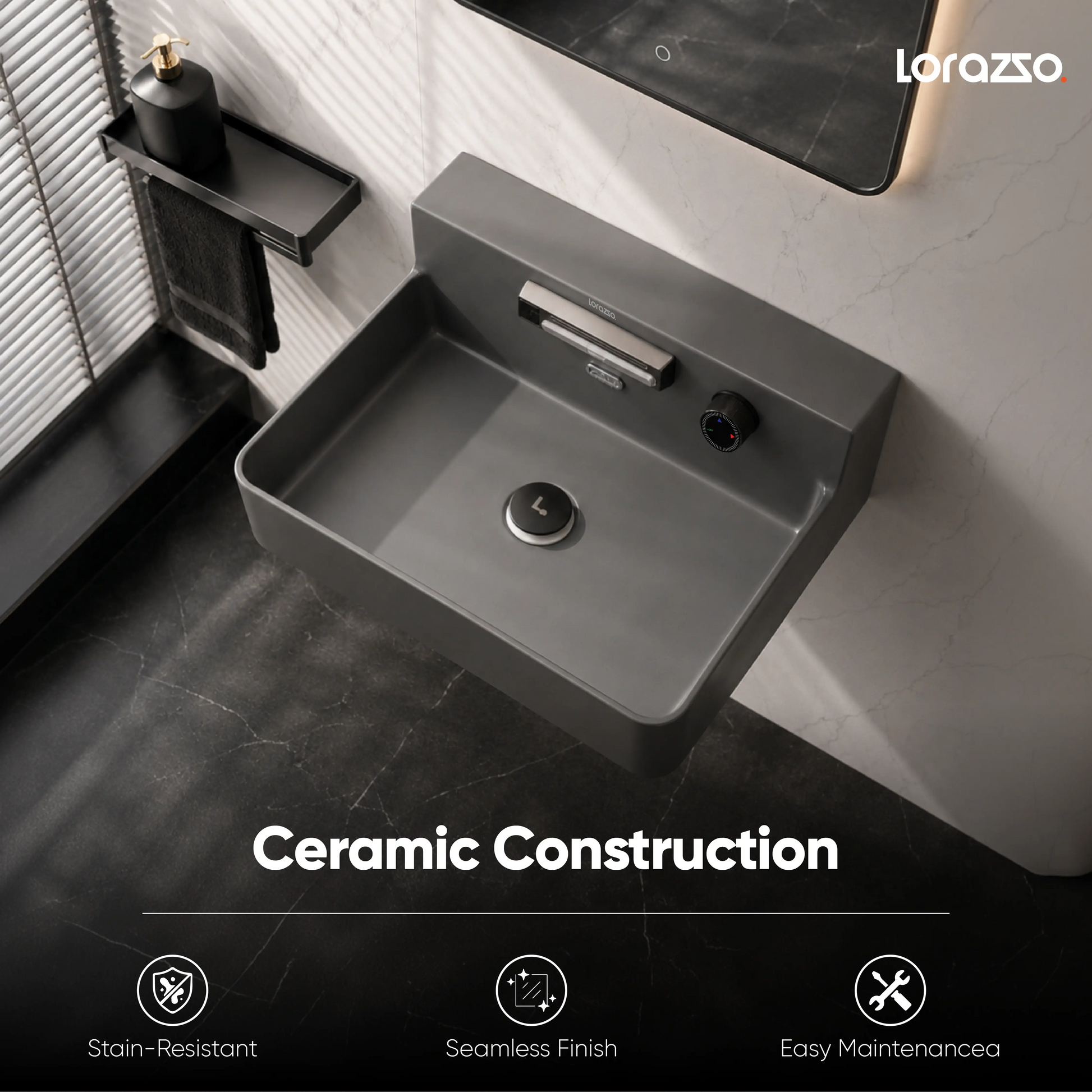 Integrated Wall Mount Smart Wash Basin (600x490x240 mm)