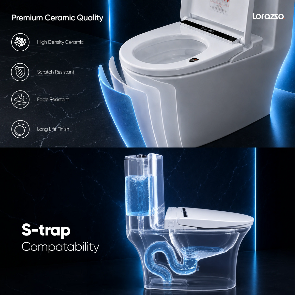 Intelli Smart Commode - One Piece Western Toilet - 62 x 35 x 74cm