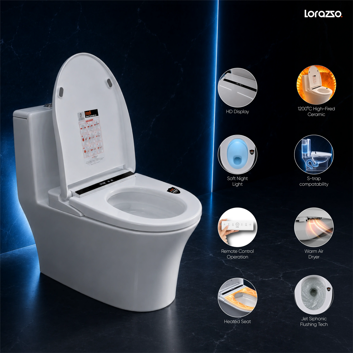 Intelli Smart Commode - One Piece Western Toilet - 62 x 35 x 74cm
