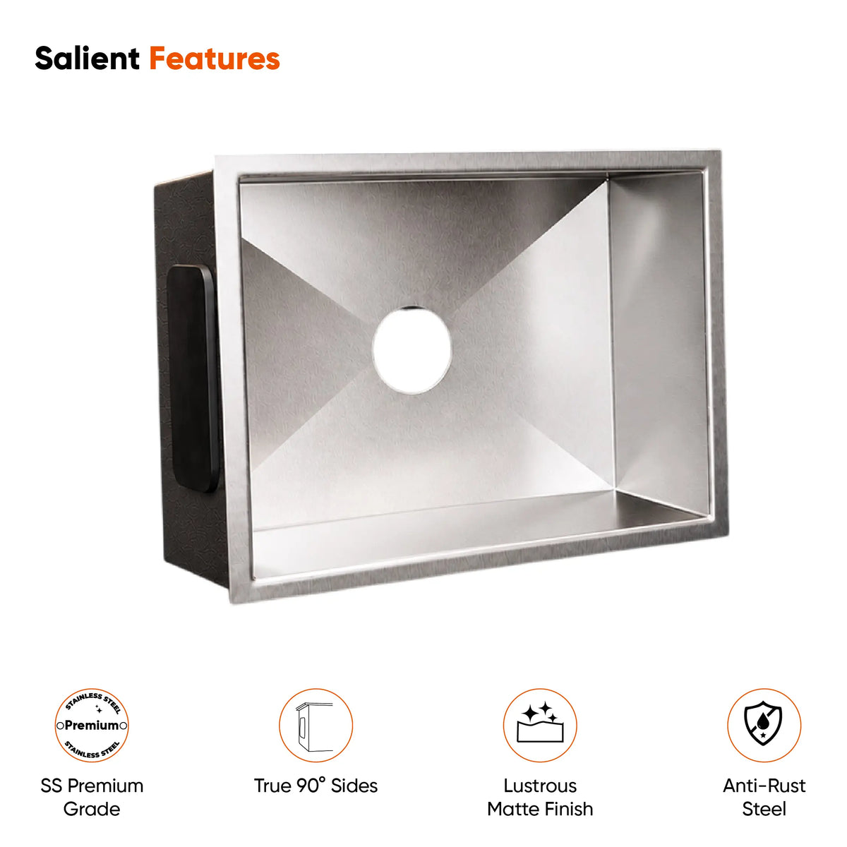 Lustr Premium SS Kitchen Sink 24x18 - Silver