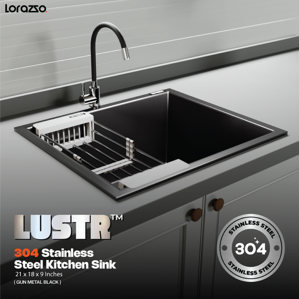 Lustr™ Stainless Steel 304 Kitchen Sink - 21X18 inches hover