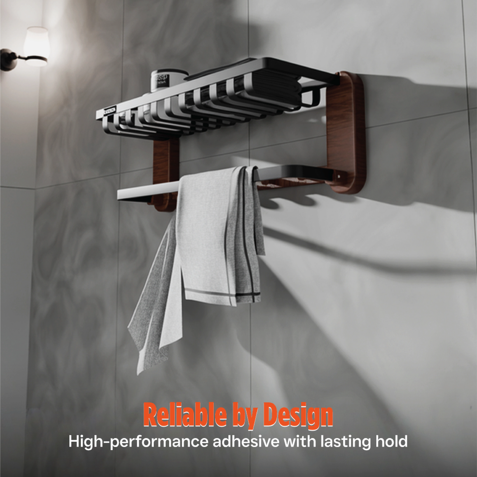 Self-Adhesive Towel Rack - 24 inch | Drill-Free Installation | Holds Up to 20 KG