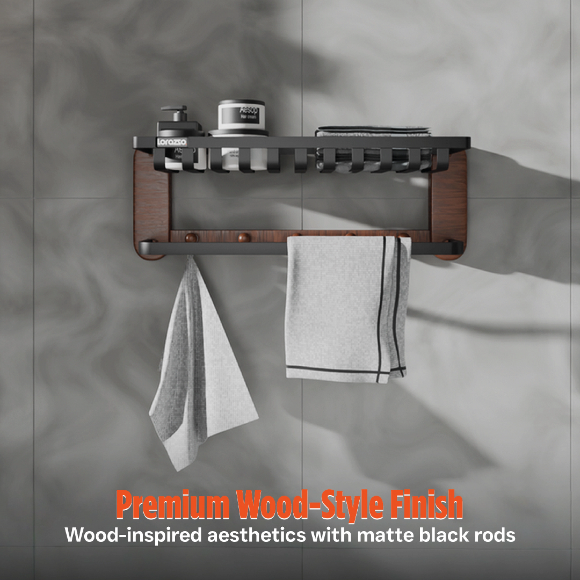 Self-Adhesive Towel Rack - 24 inch | Drill-Free Installation | Holds Up to 20 KG