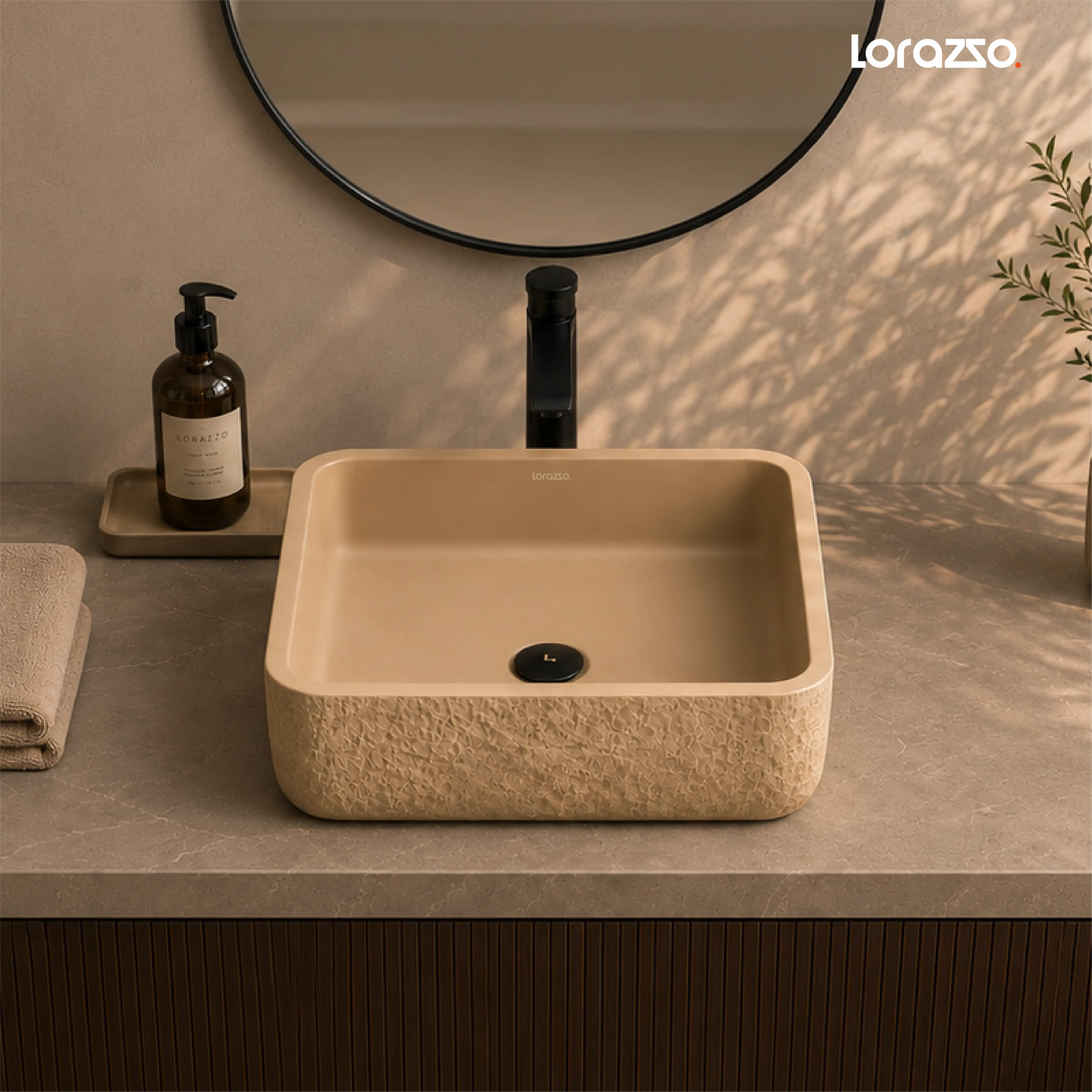 Riverstone Concrete Table Top Wash Basin (410x400x120 mm)