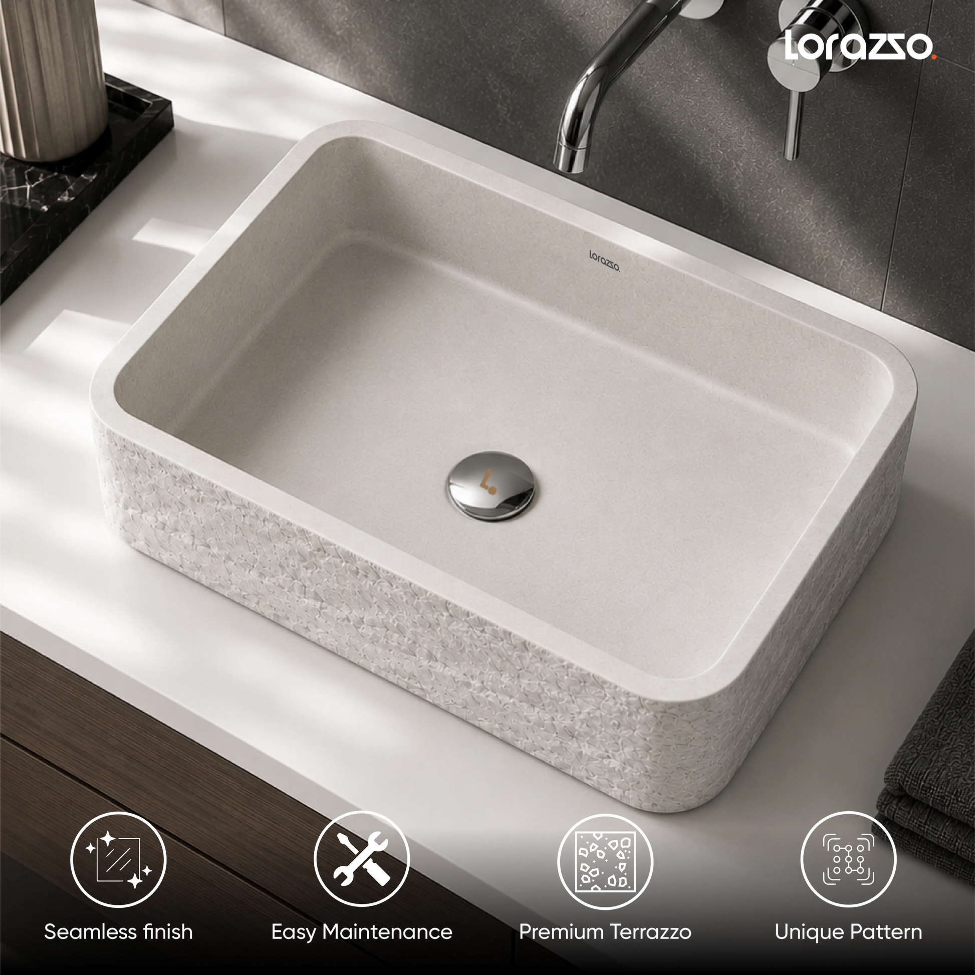Riverstone Concrete Table Top Wash Basin (405x405x120 mm)