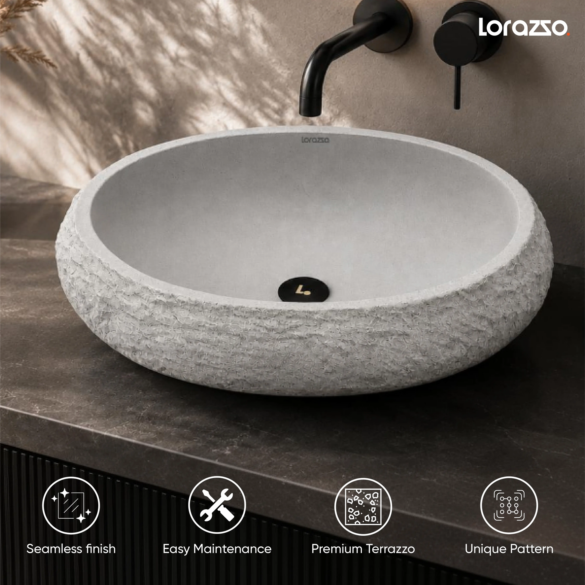 Riverstone Concrete Table Top Wash Basin (510x400x155 mm)