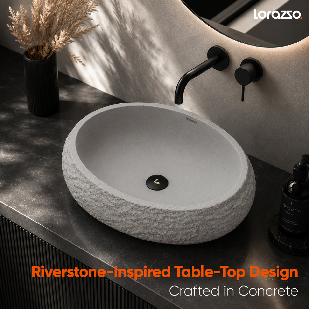Riverstone Concrete Table Top Wash Basin (510x400x155 mm)