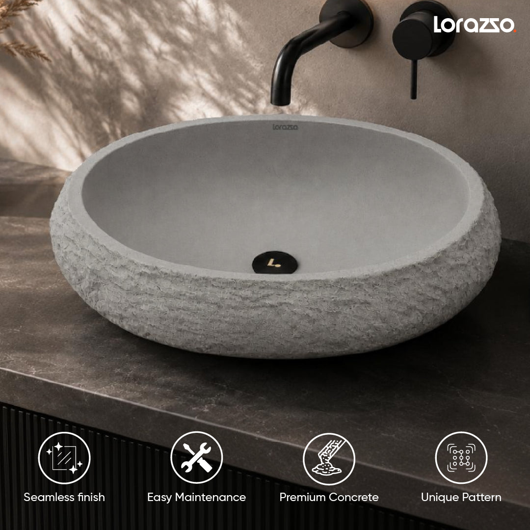 Riverstone Concrete Table Top Wash Basin (510x400x155 mm)