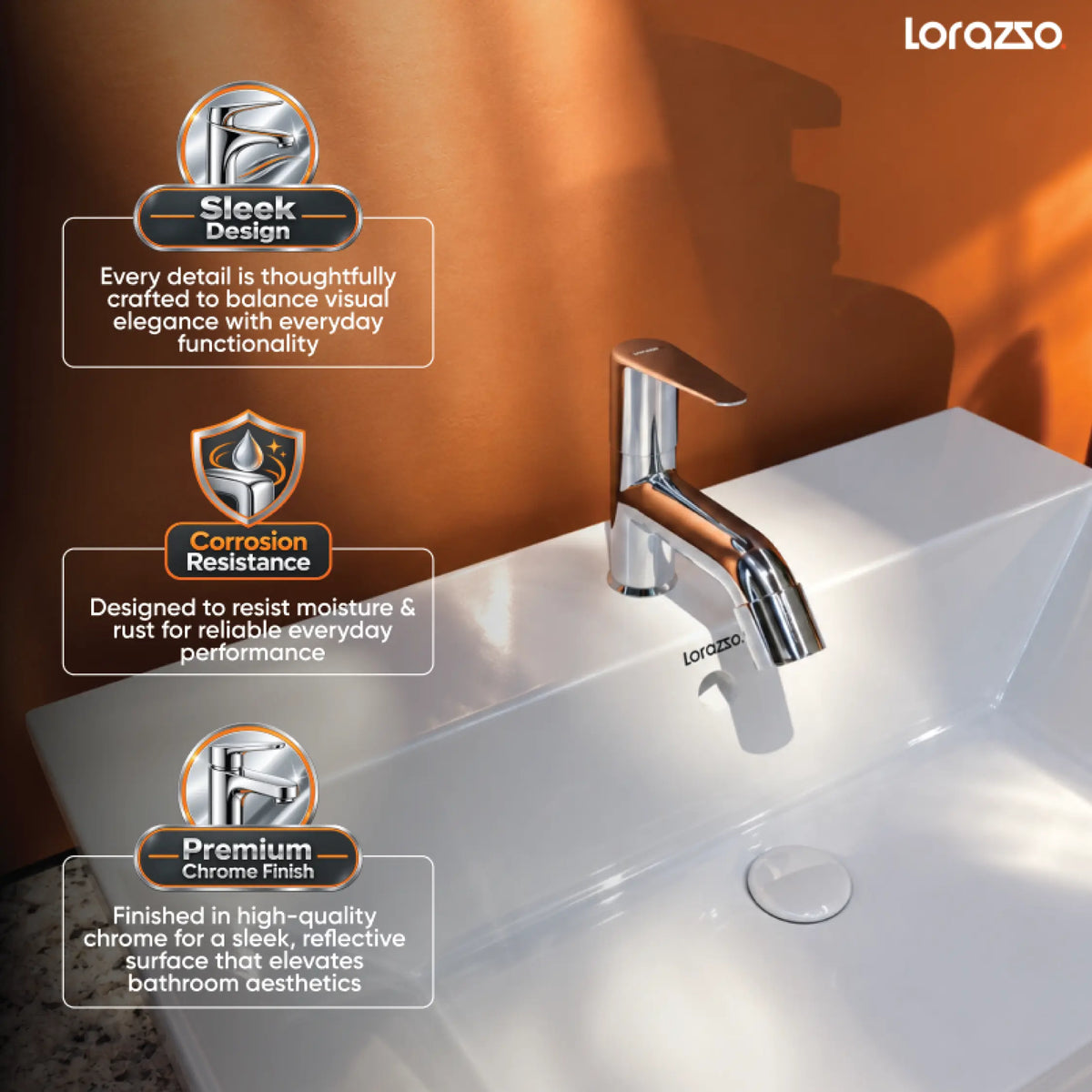 Rivo Pillar tap With Flange –  Deck Mount Tap