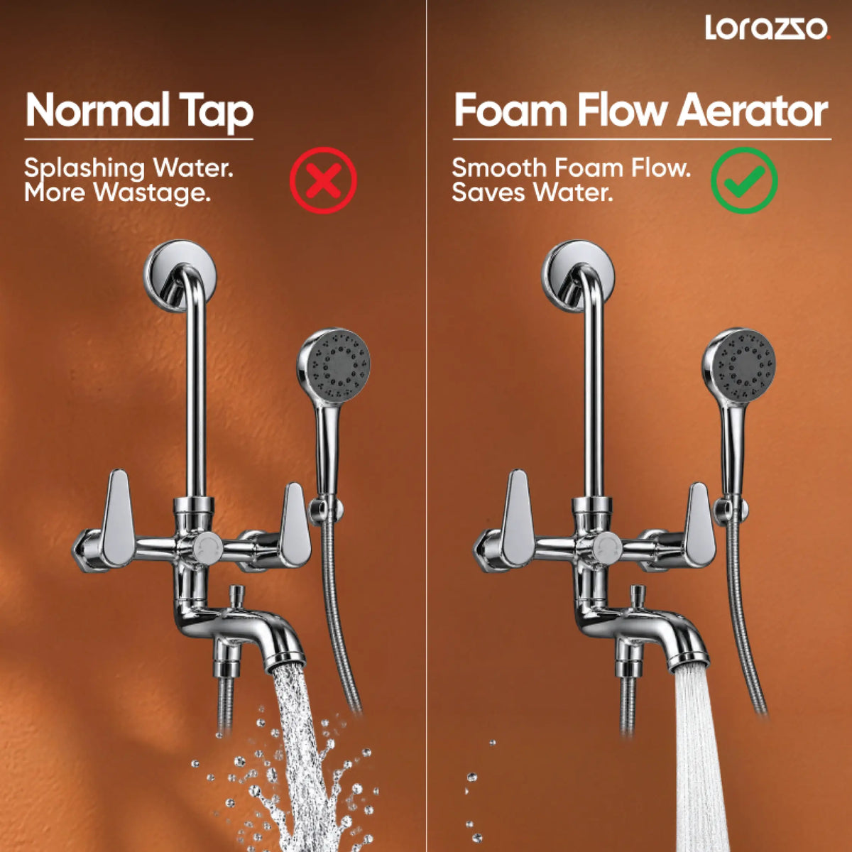 Rivo 3-in-1 Wall Mixer - Wall Mount Tap with L Bend and Flanges